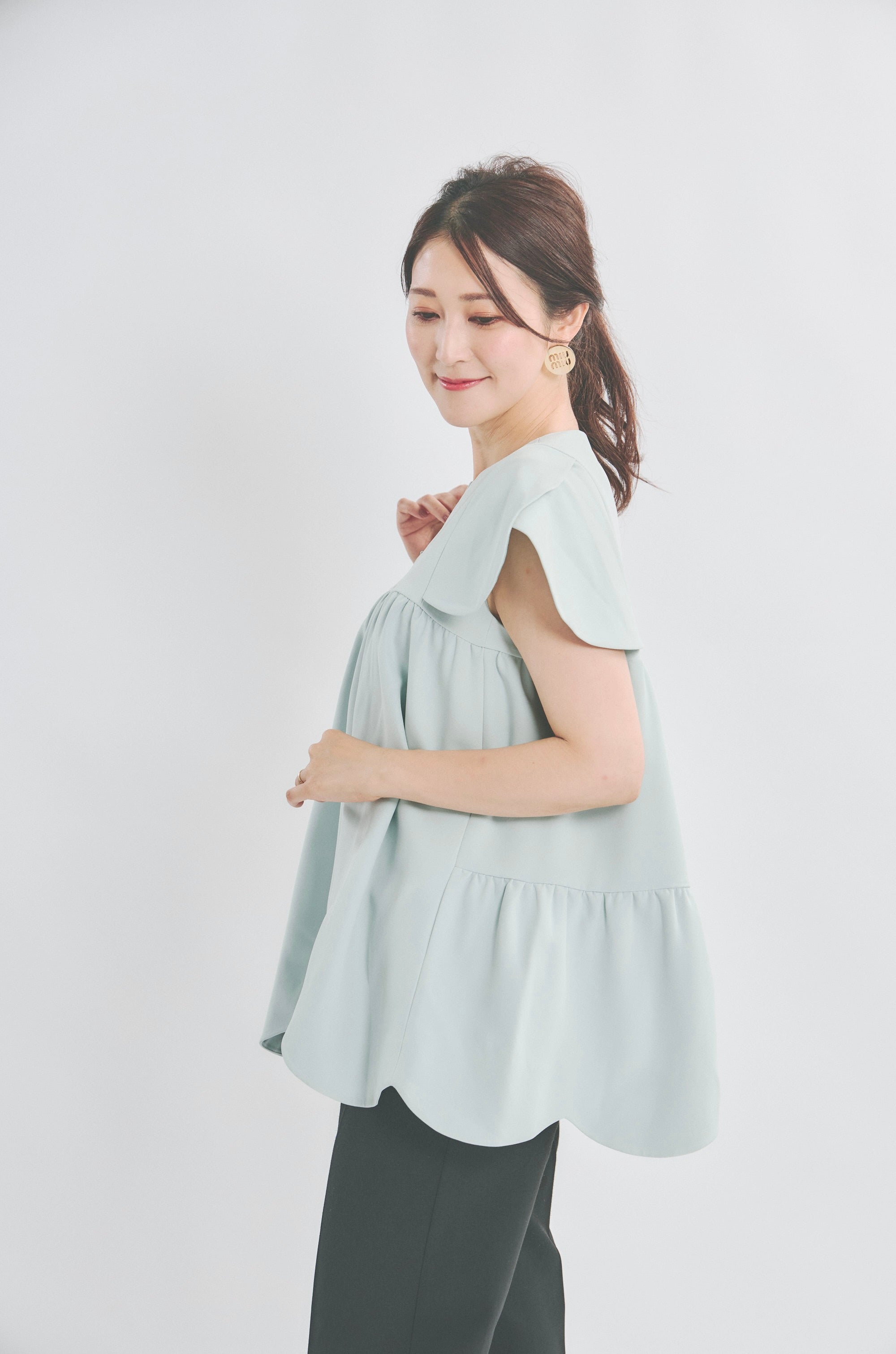 美人トップス ペタルスリーブ(ブルー)