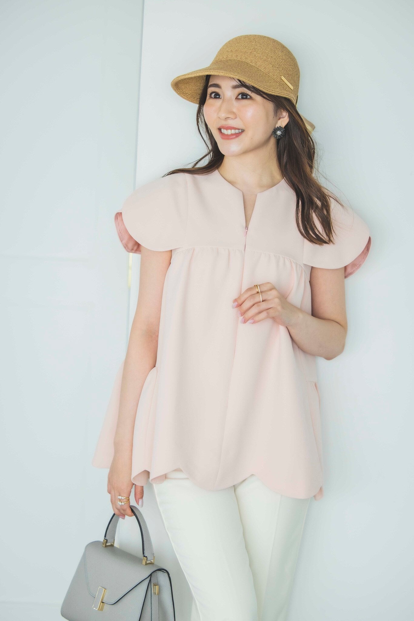 美人トップス ペタルスリーブ(マシュマロピンク)