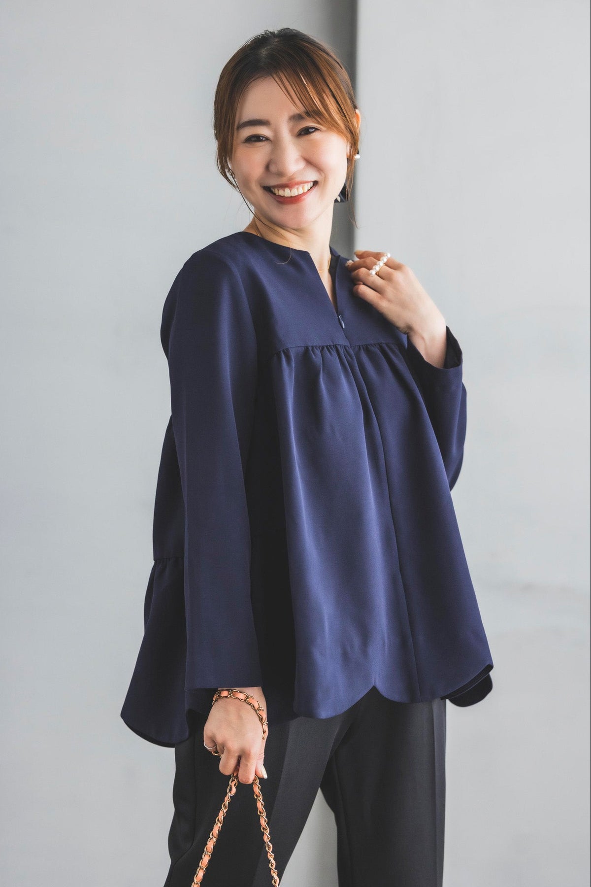 美人トップス（ネイビー）【お上品な授乳服のお店bitnabi】
