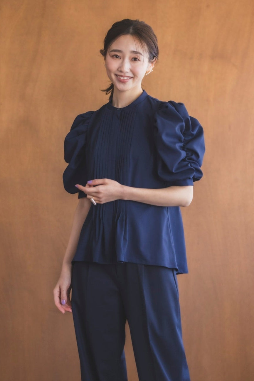 ピンタック ドレスシャツ(ネイビー)