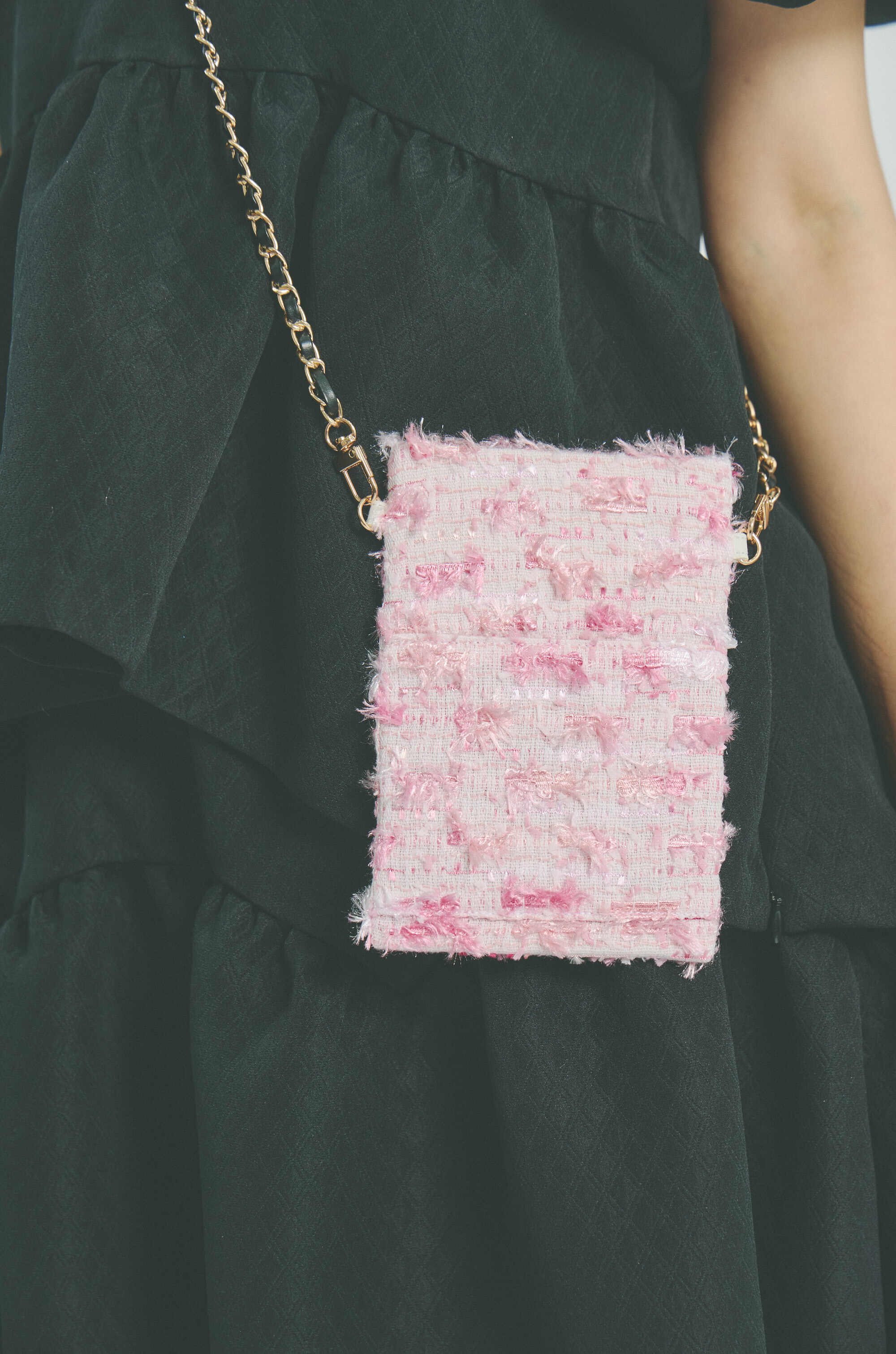 尾州高級ツイードモバイルケース(フェザーピンク)