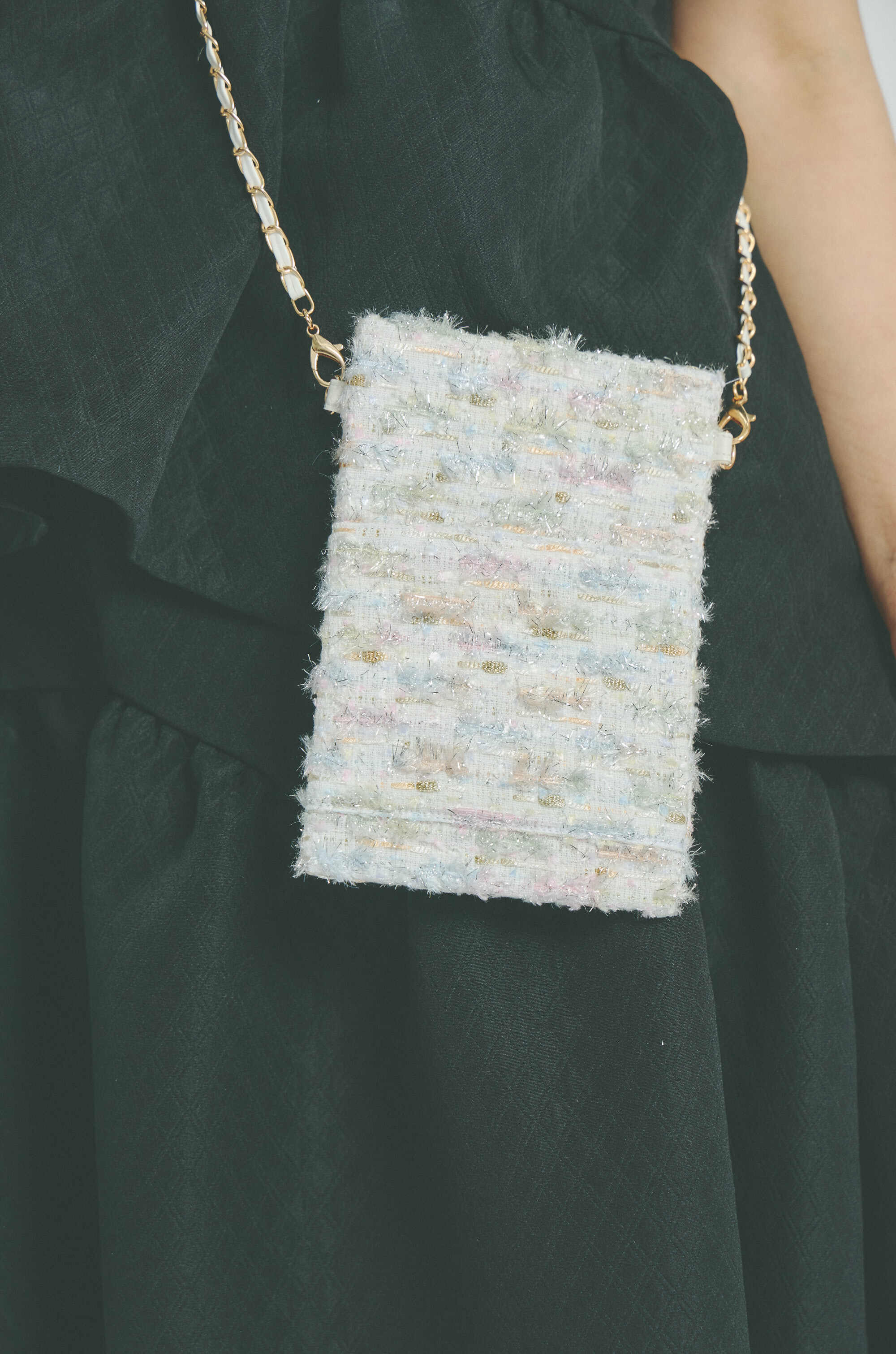 尾州高級ツイードモバイルケース(パールホワイト)