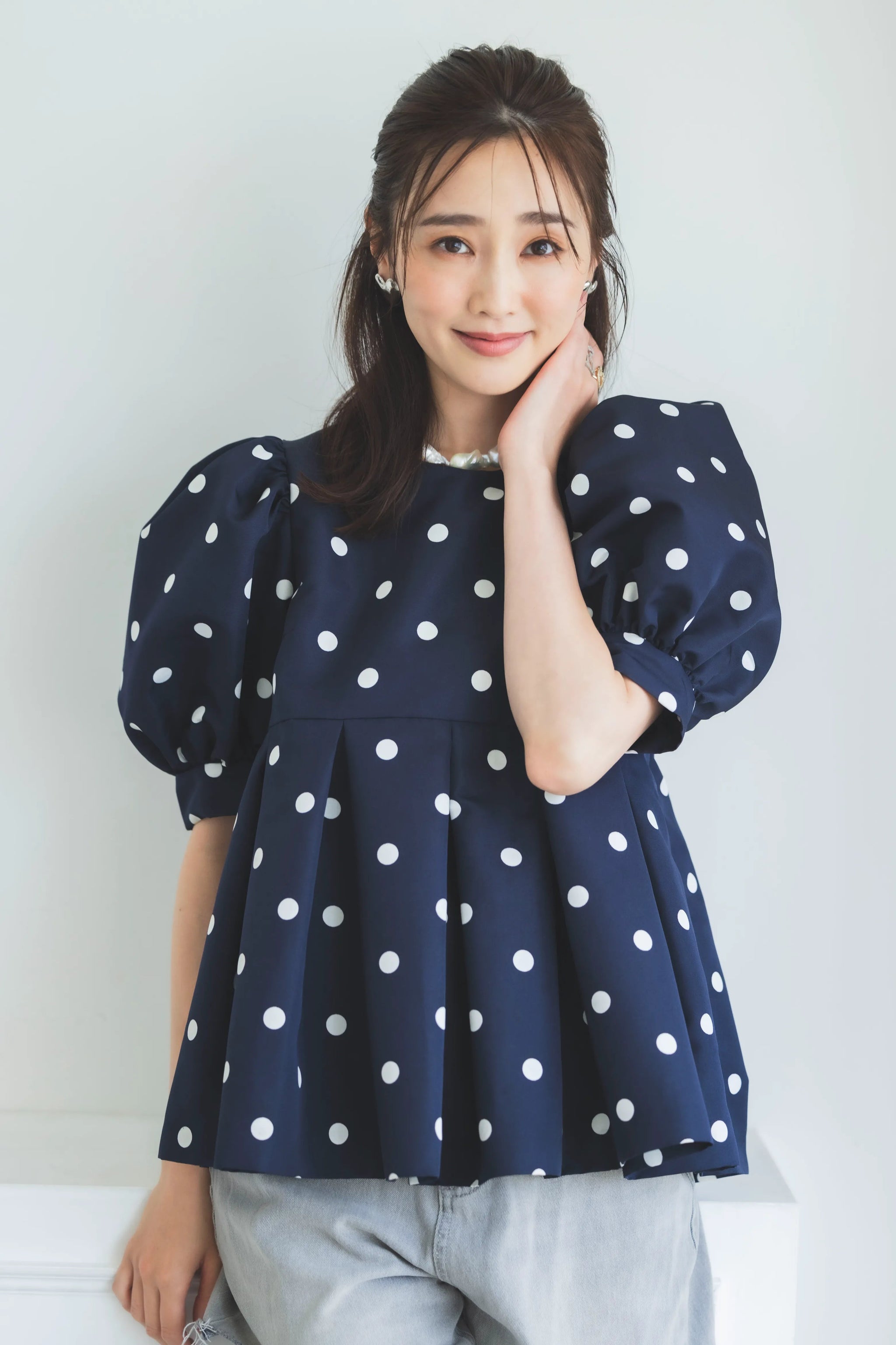 ぽわん袖トップス（ドット）【お上品な授乳服のお店bitnabi】