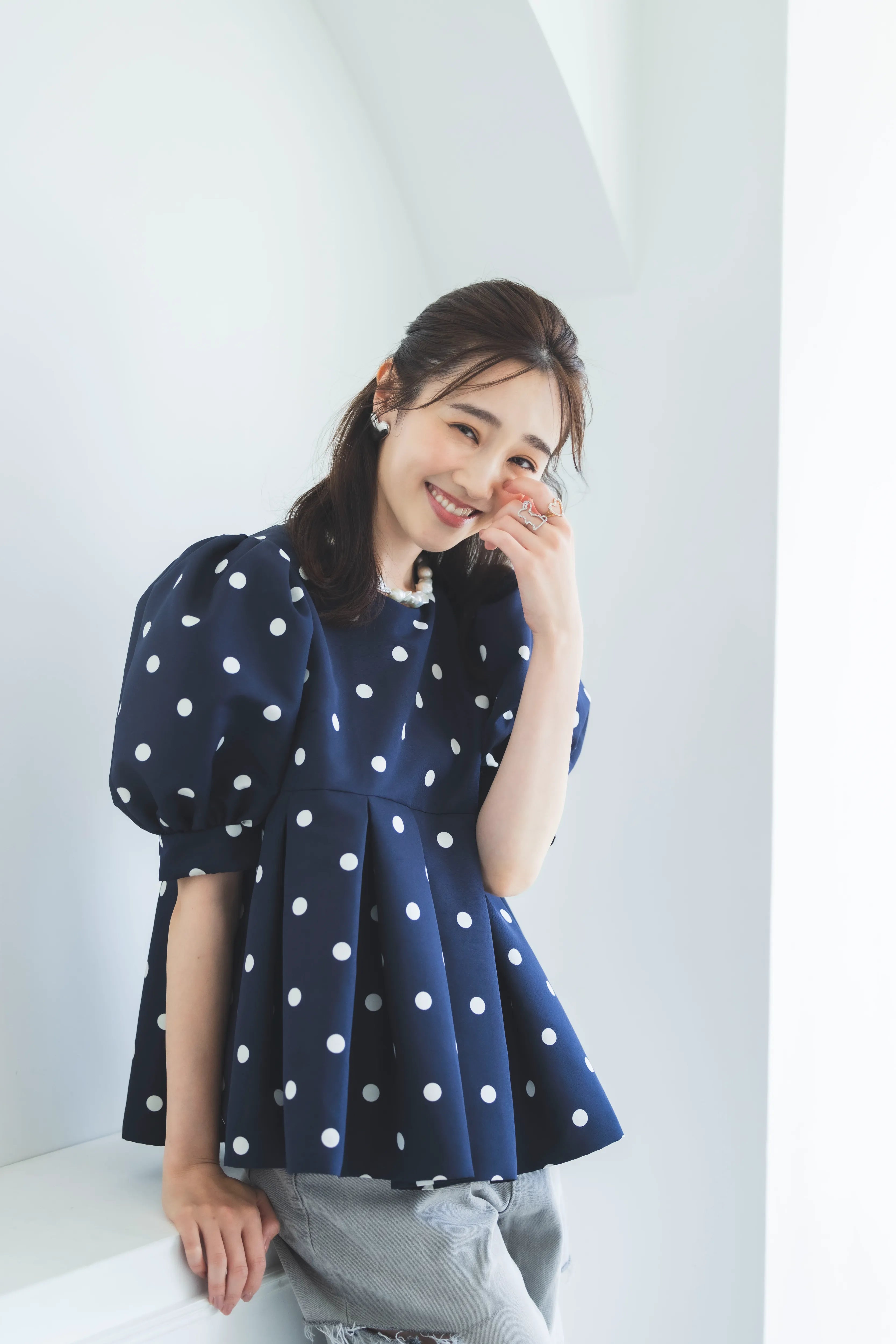 ぽわん袖トップス(ドット)