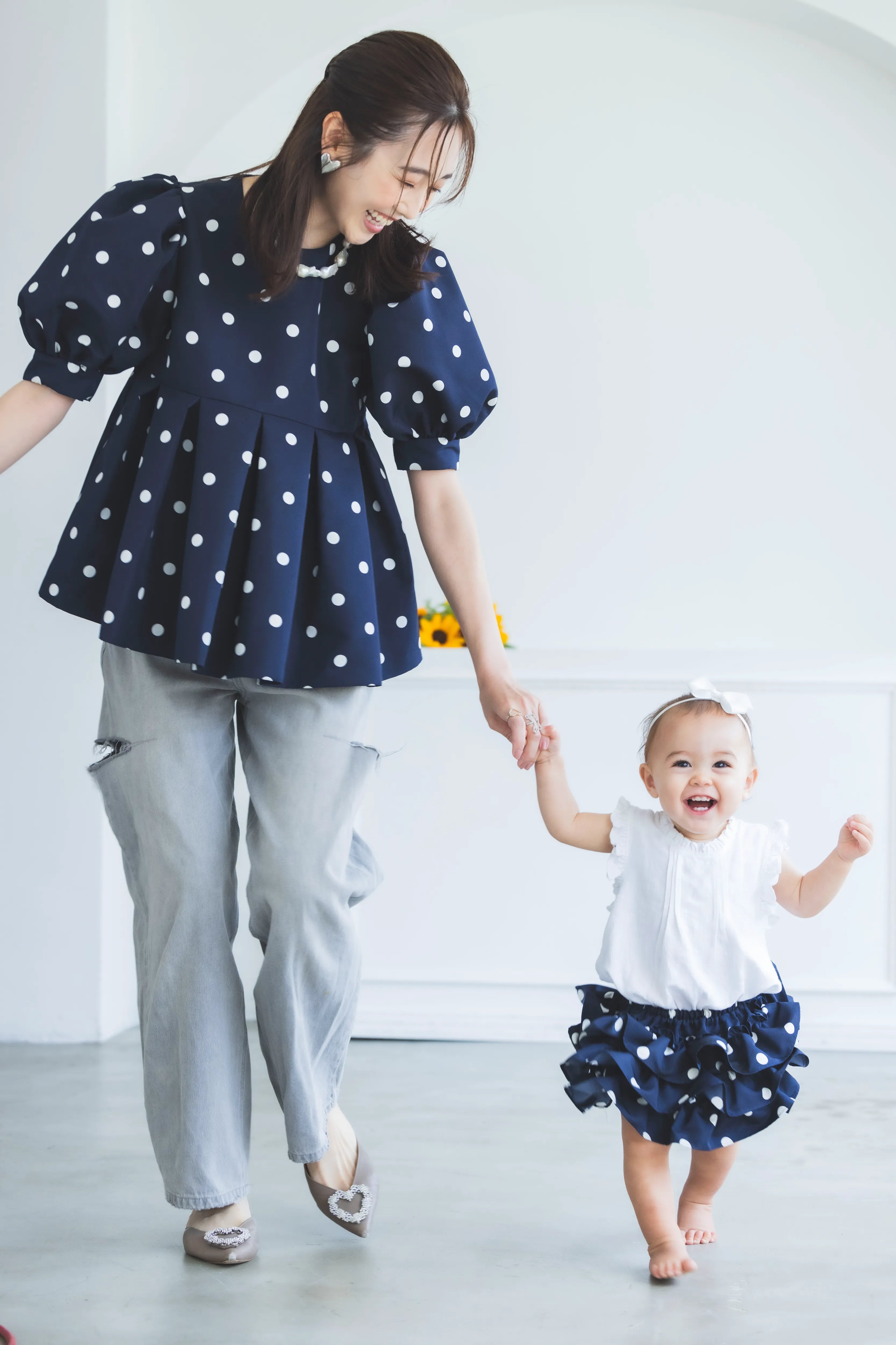 ぽわん袖トップス(ドット)