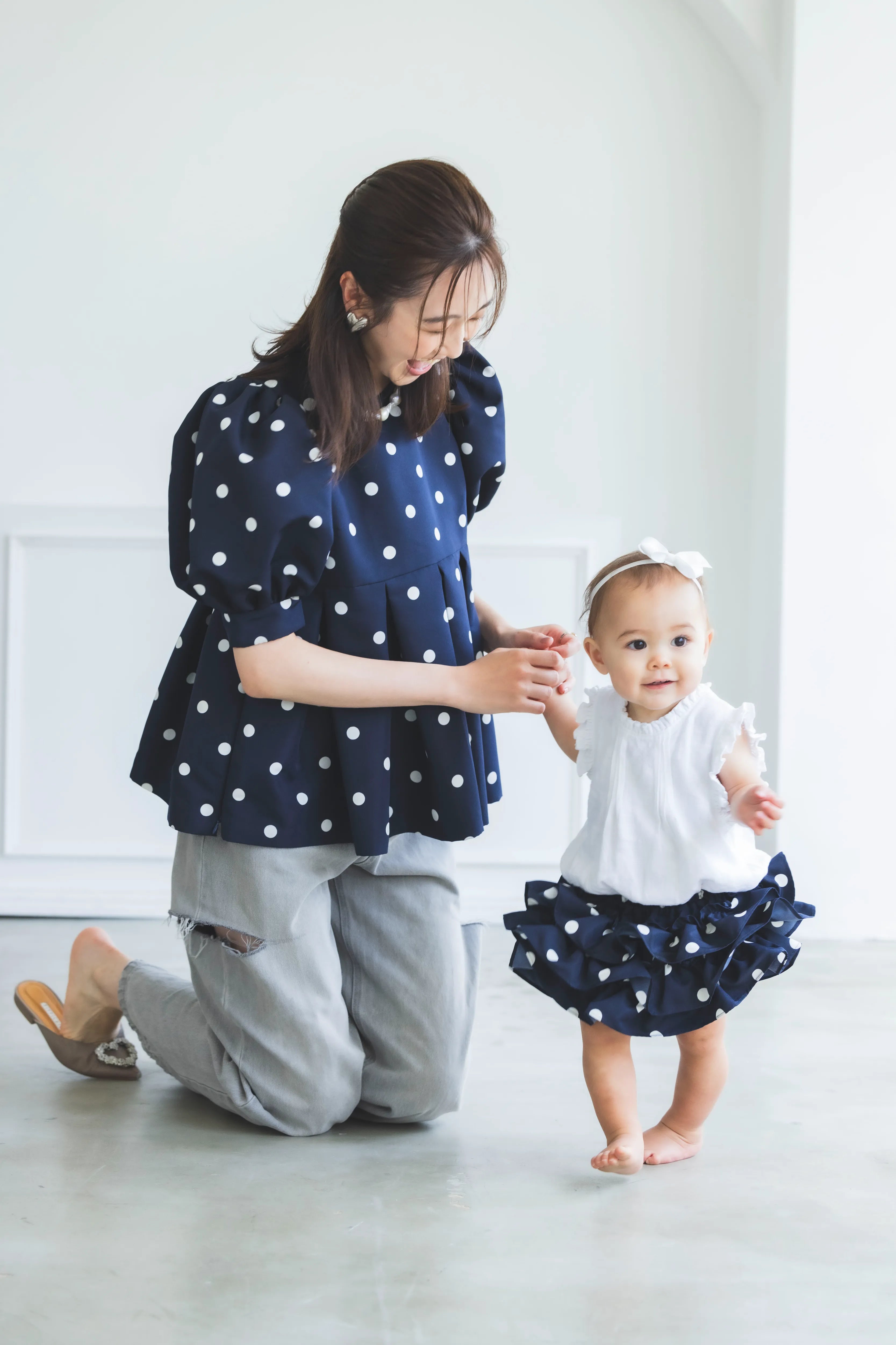 ぽわん袖トップス(ドット)