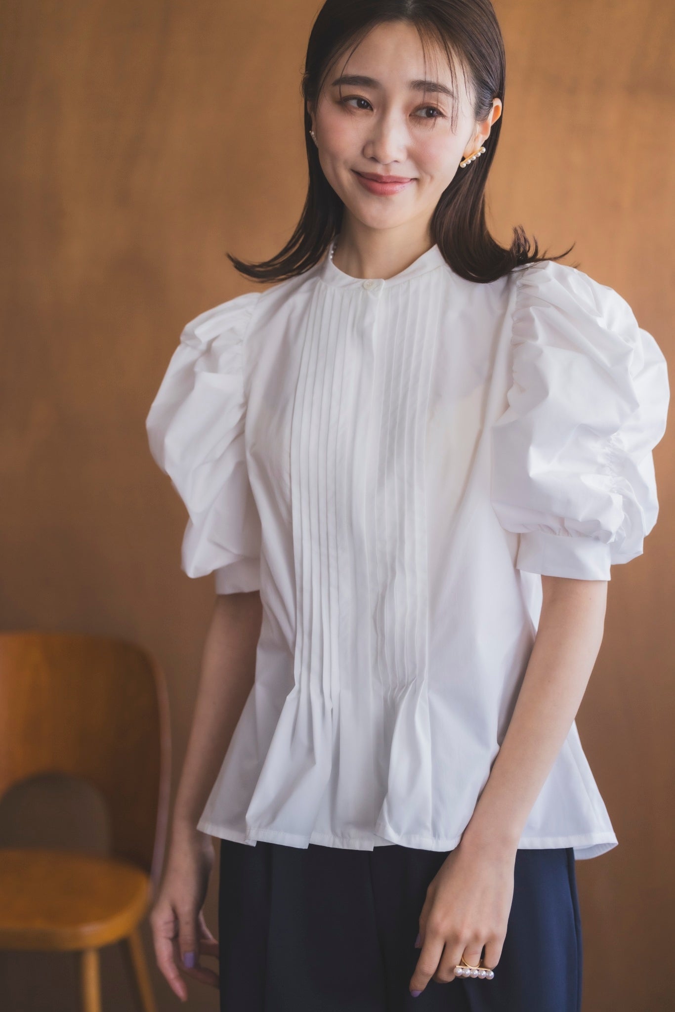 ピンタック ドレスシャツ(ホワイト)