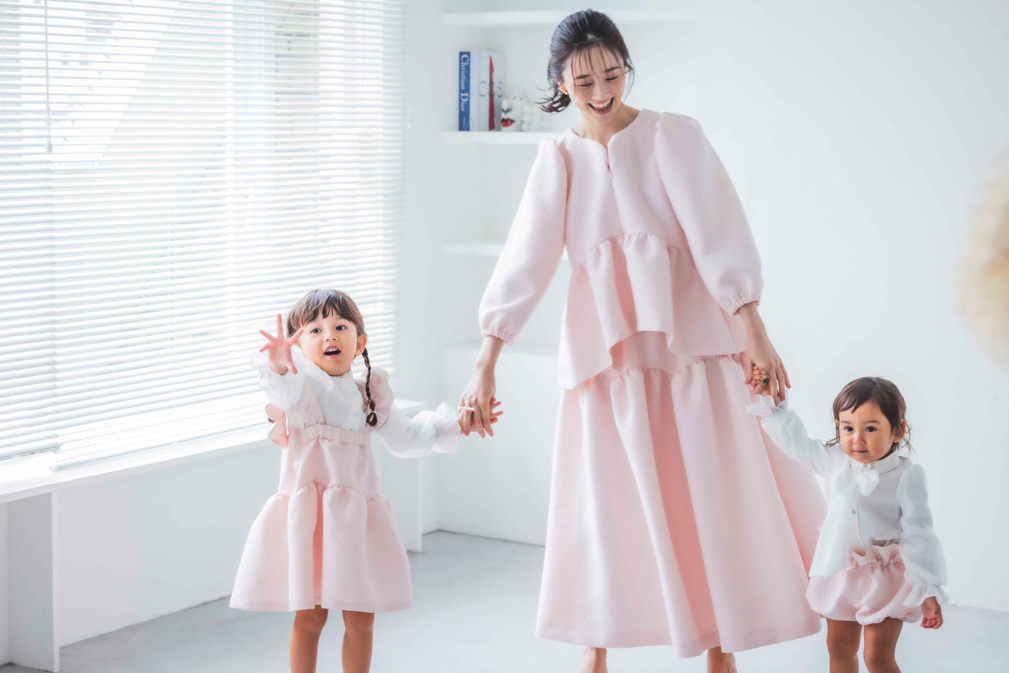 ハートカッティング キルティング長袖トップス(ピンク)