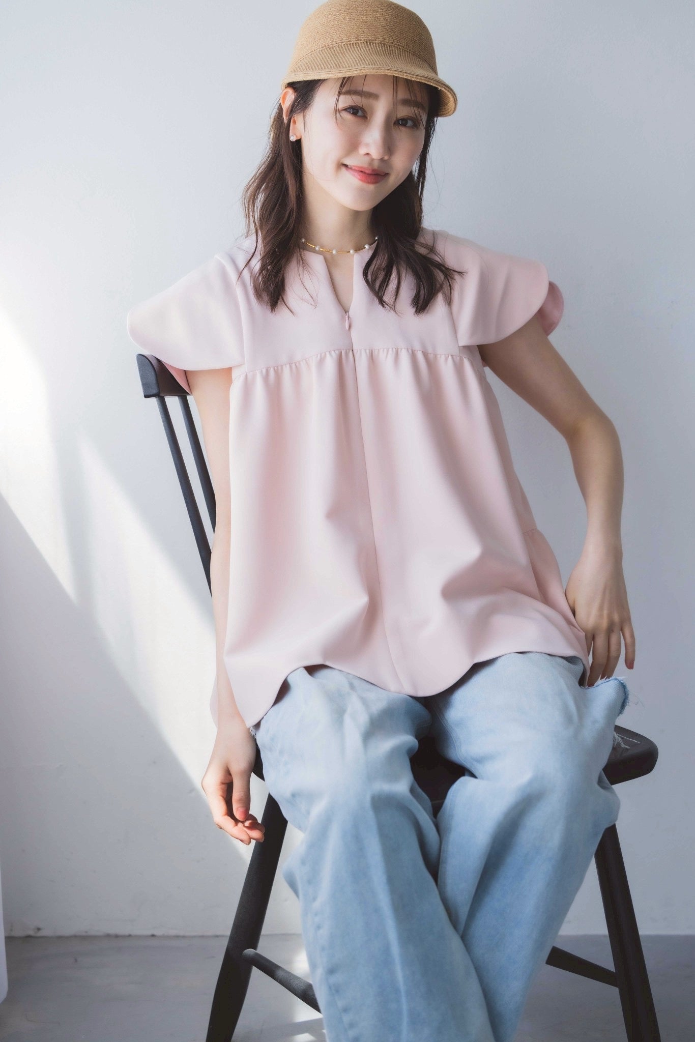 美人トップス ペタルスリーブ(マシュマロピンク)