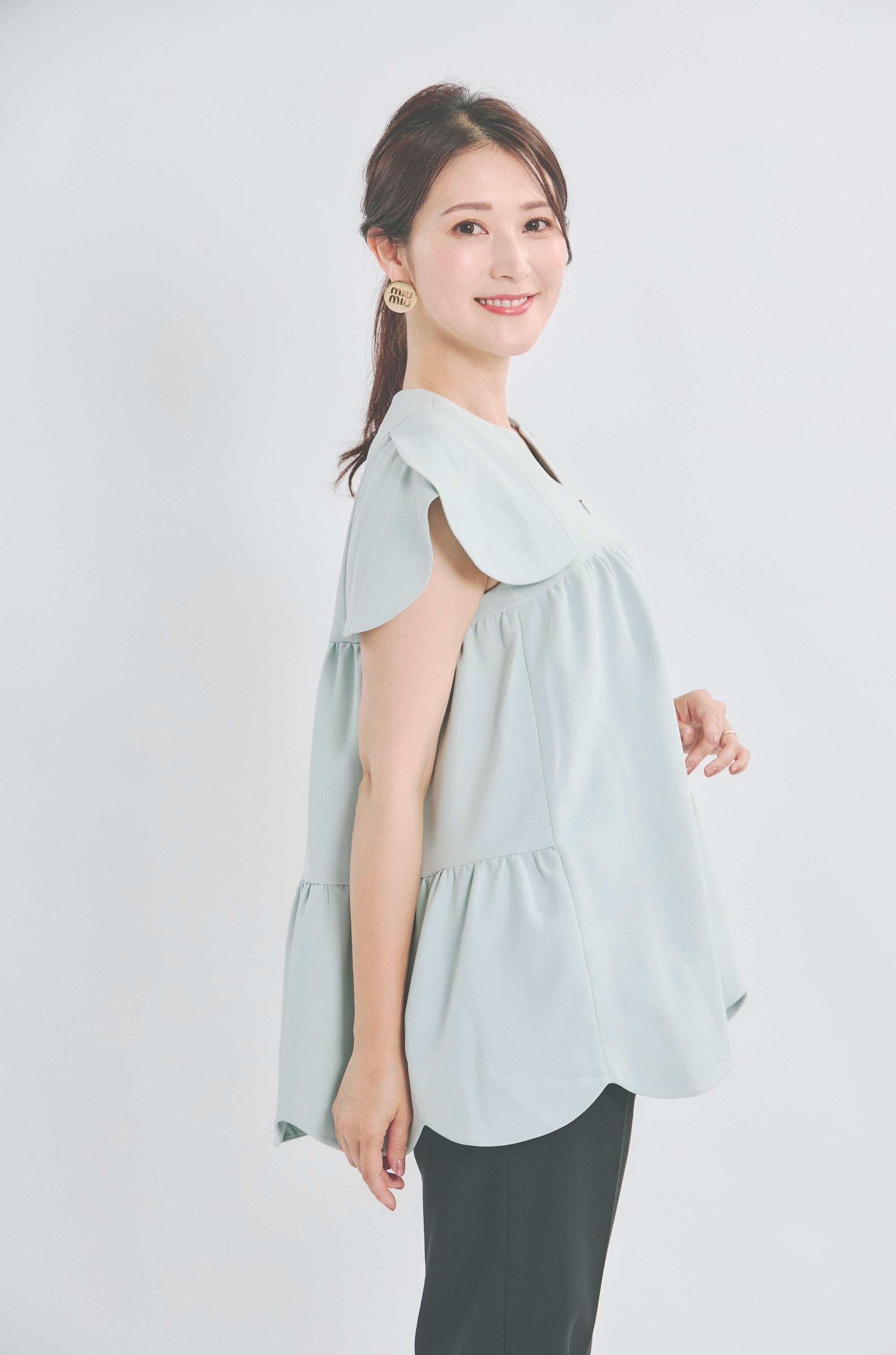 美人トップス ペタルスリーブ(ブルー)