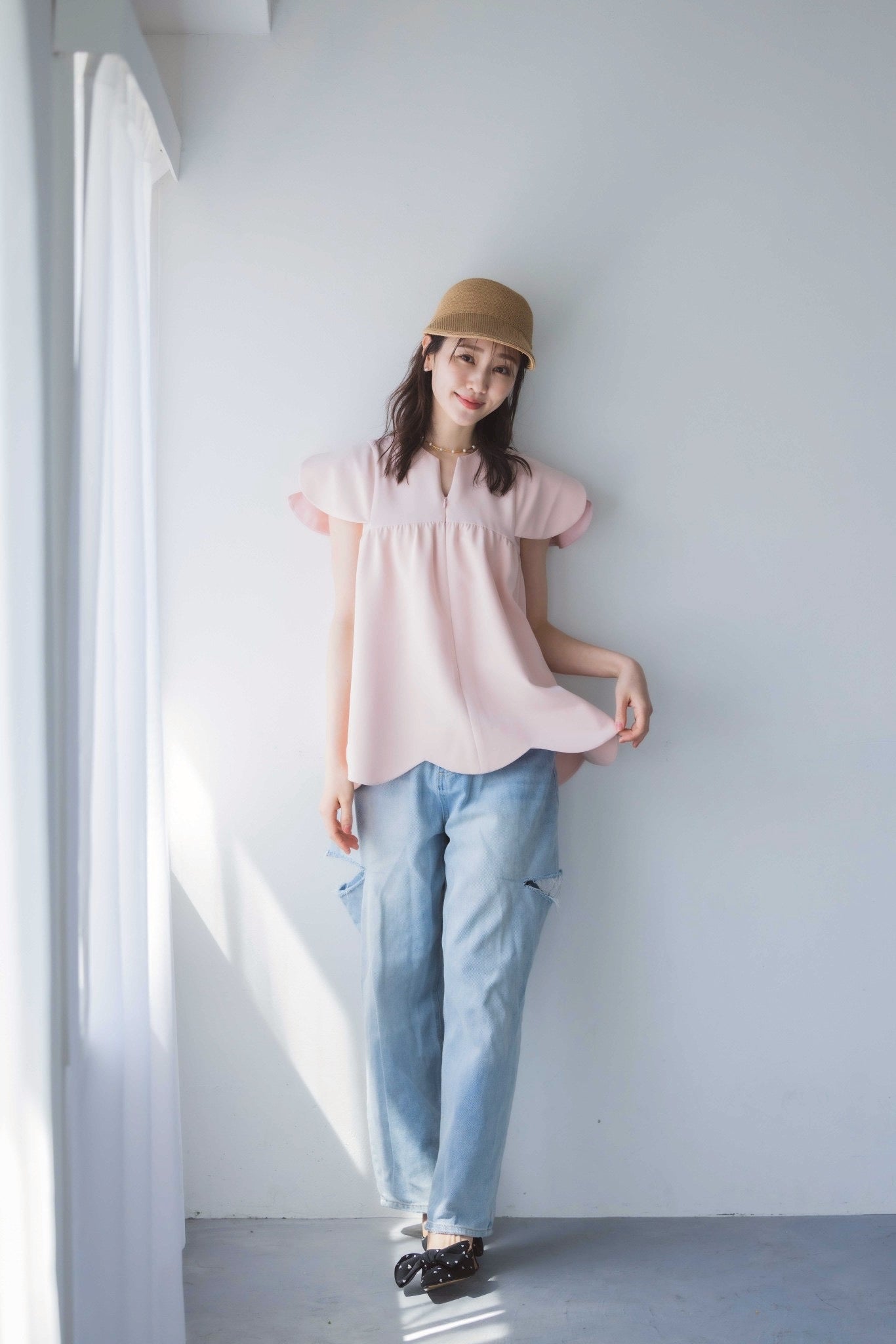 美人トップス ペタルスリーブ(マシュマロピンク)