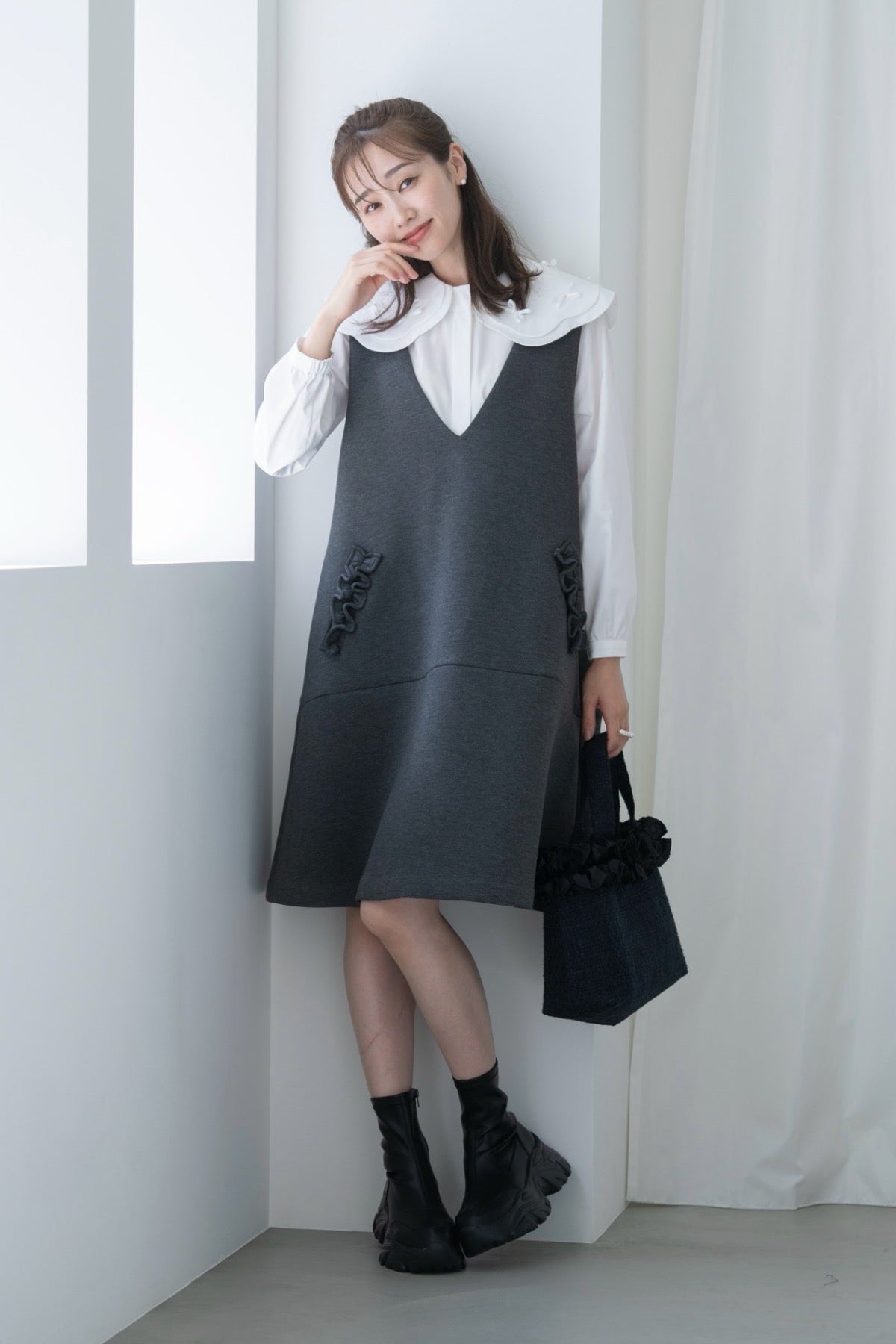 【予約販売】美シルエットジャンパードレス