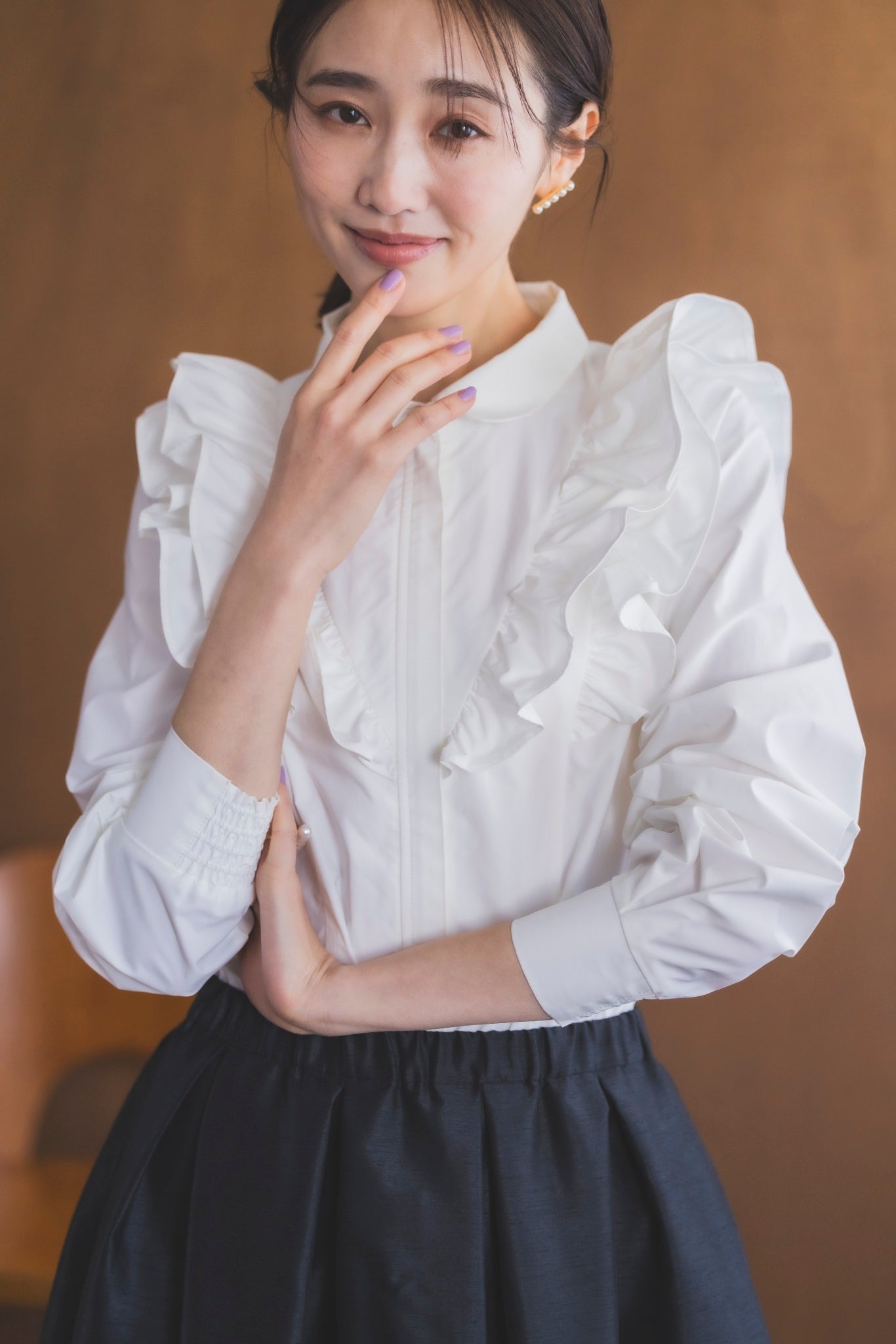 撥水フリルシャツ