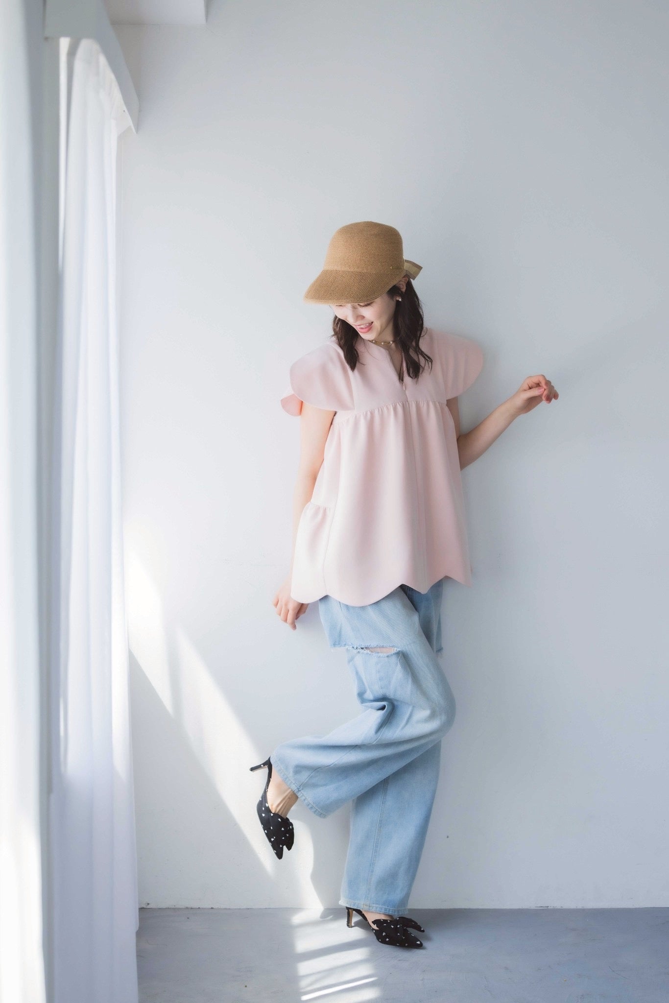 美人トップス ペタルスリーブ(マシュマロピンク)