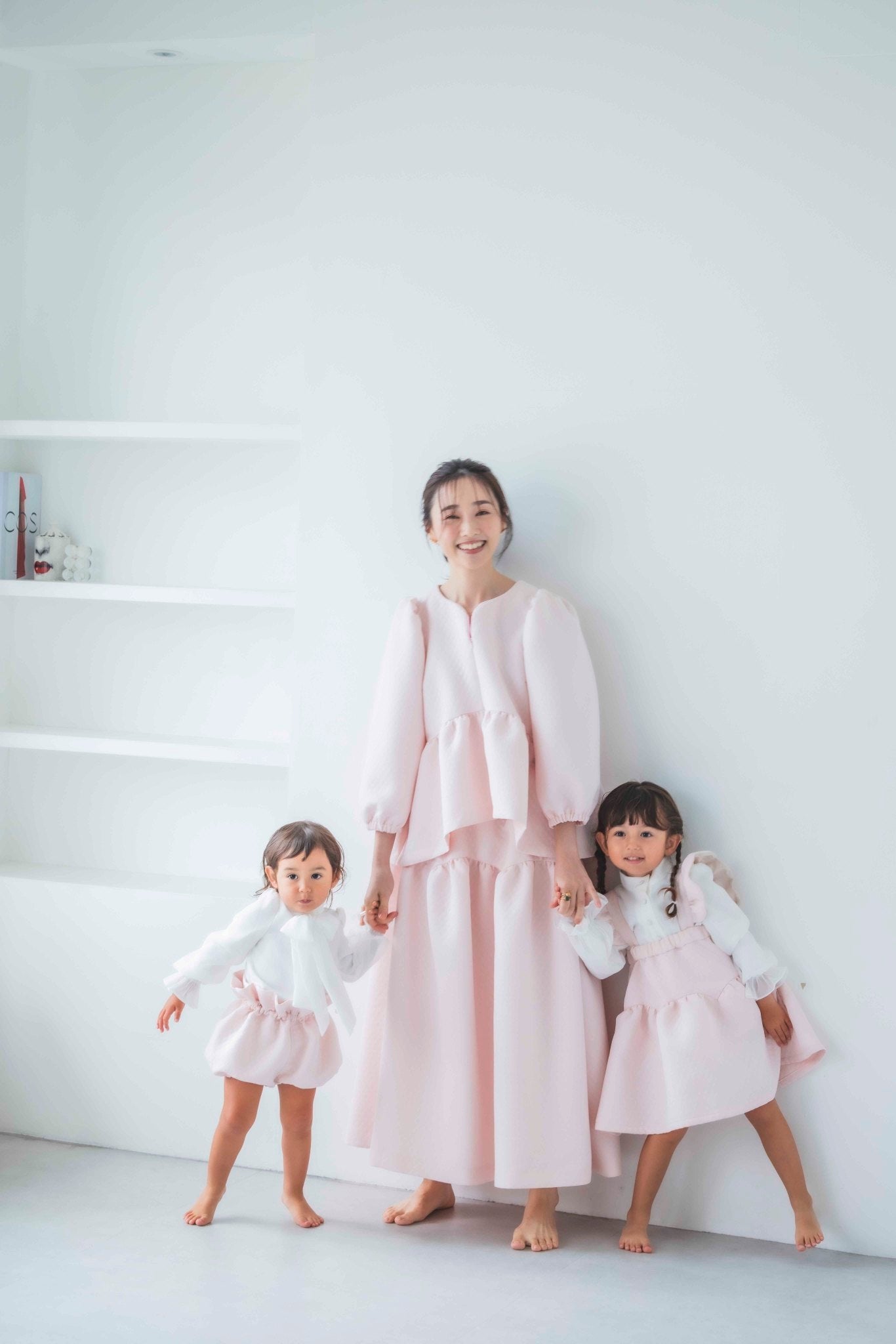 ハートカッティング キルティング長袖トップス(ピンク)