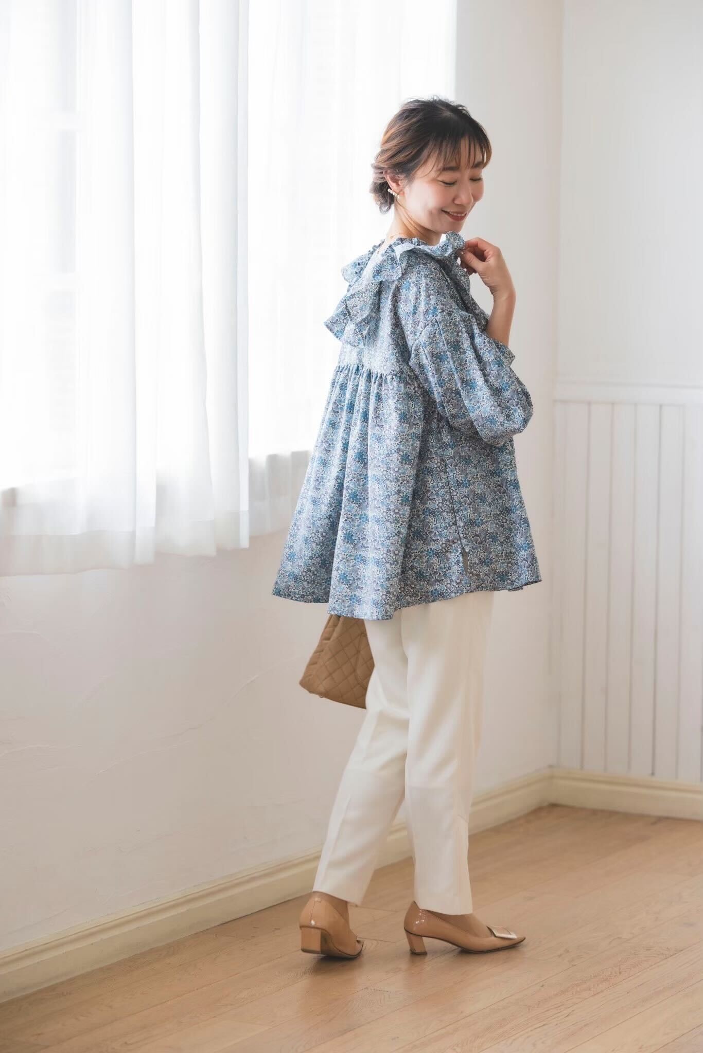 hyang リバティブラウス(ブルー)