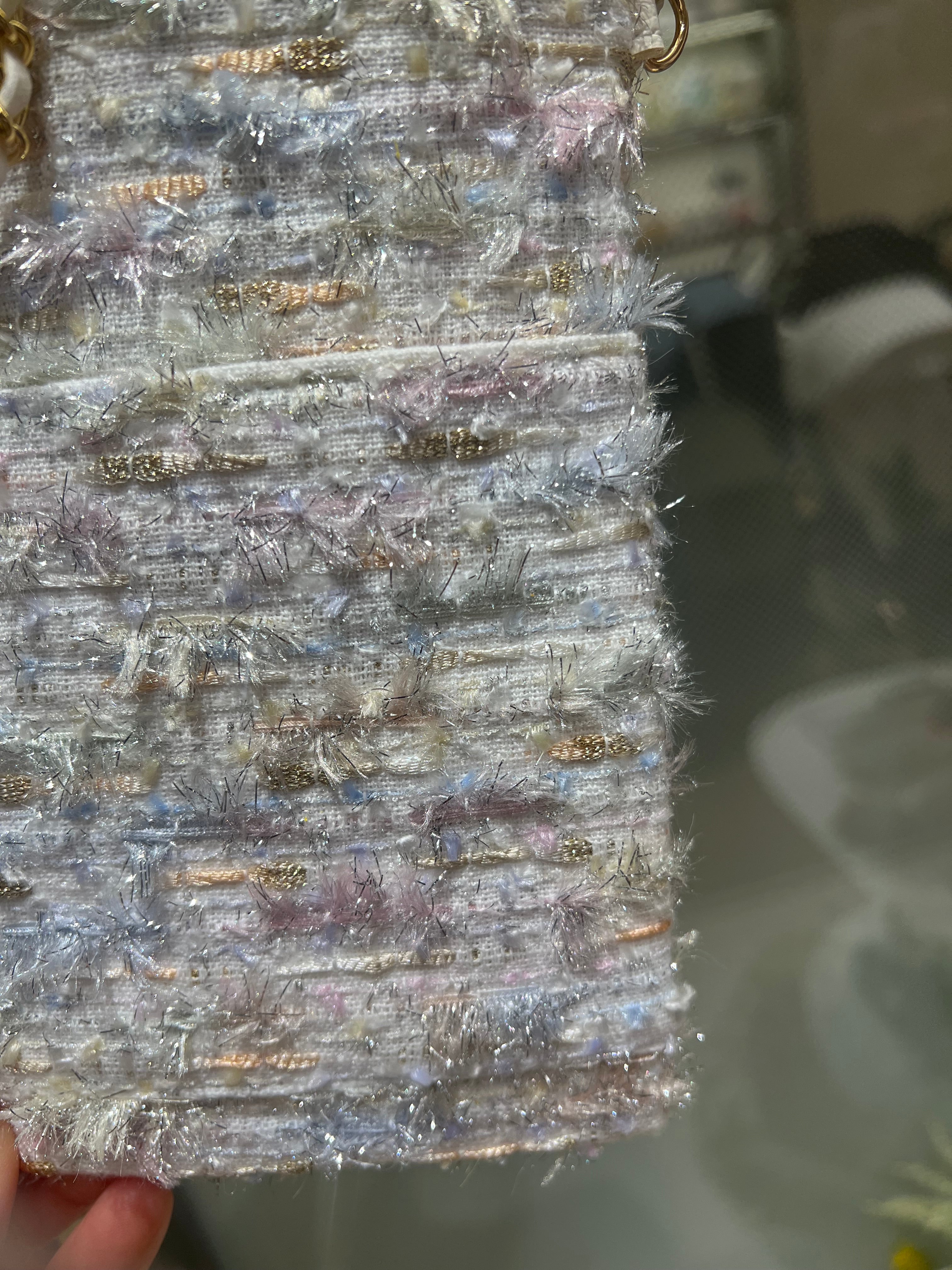 尾州高級ツイードモバイルケース(パールホワイト)