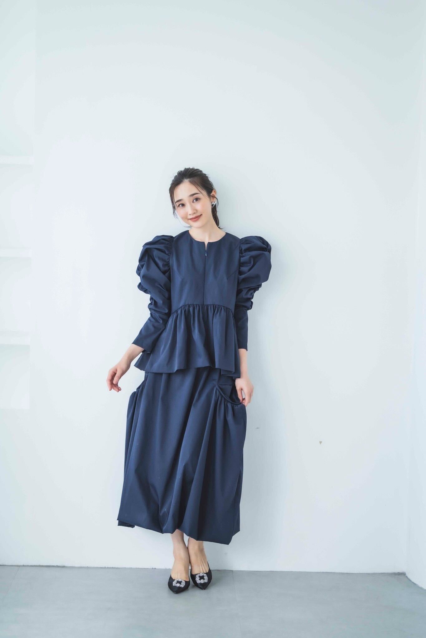 ドレッシー撥水スカート(ネイビー)