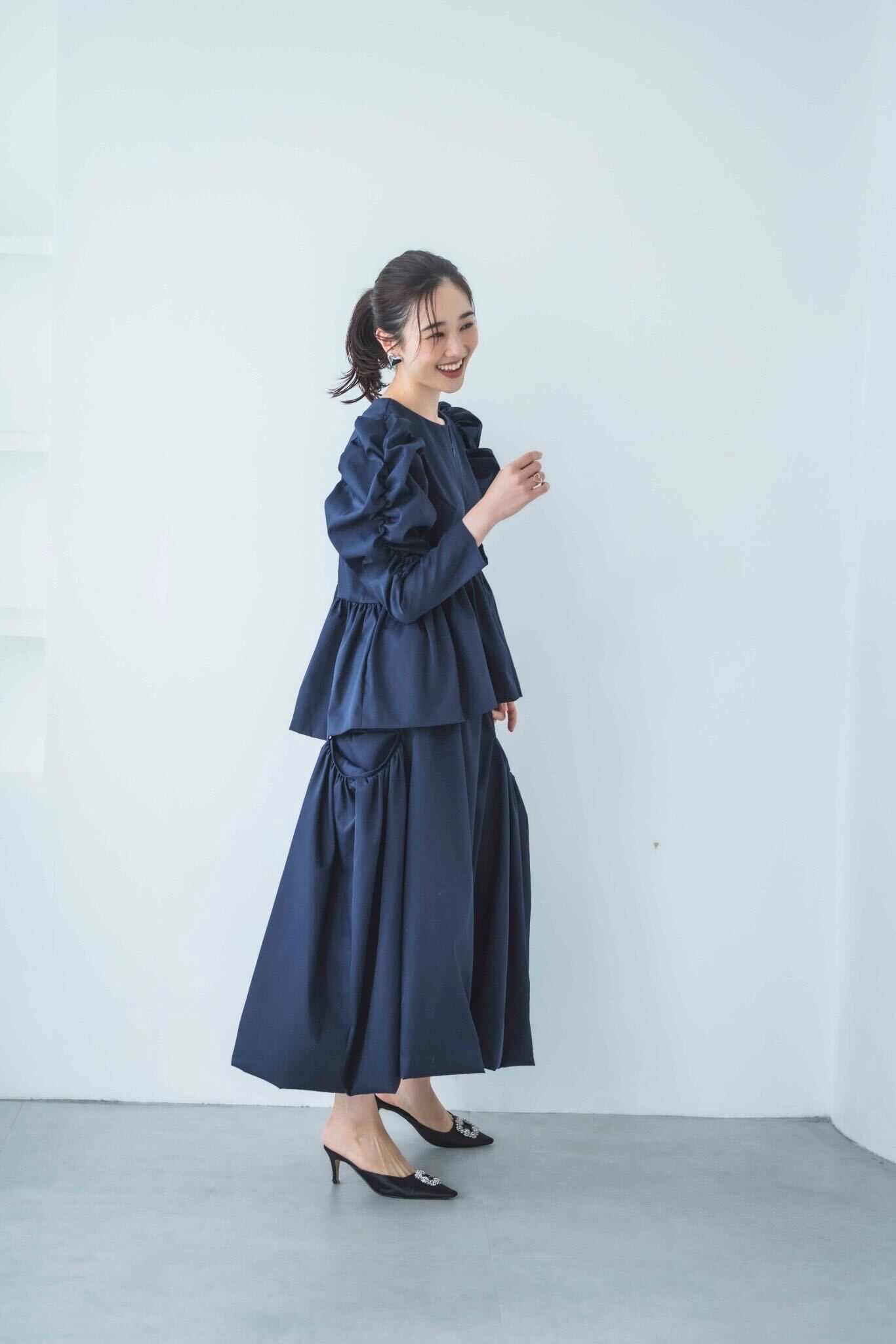 ドレッシー撥水スカート(ネイビー)