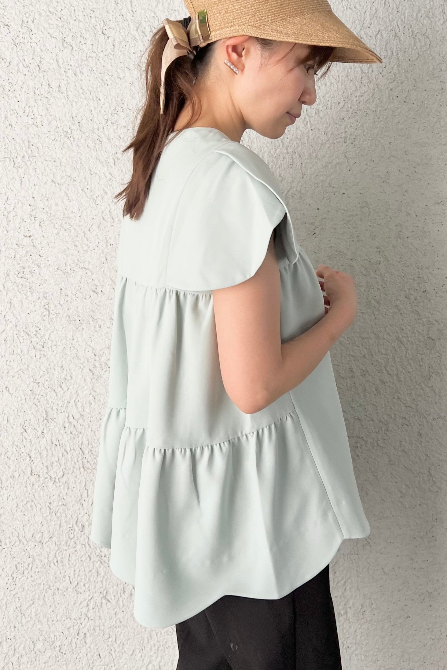 美人トップス ペタルスリーブ(ブルー)