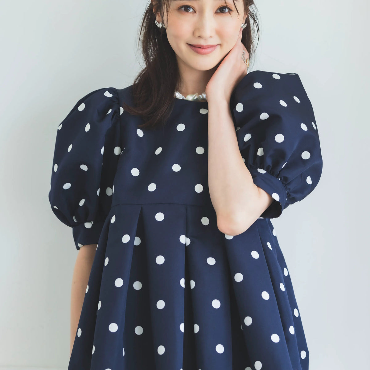 ぽわん袖トップス（ドット）【お上品な授乳服のお店bitnabi】