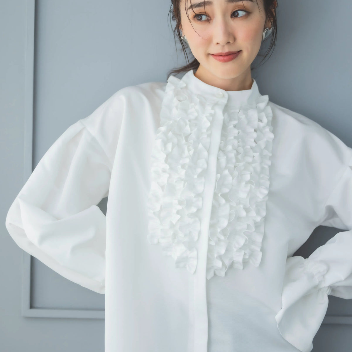 ハヌルシャツ(ホワイト)【お上品な授乳服のお店bitnabi】 ハヌルシャツ(ホワイト)【お上品な授乳服のお店bitnabi】