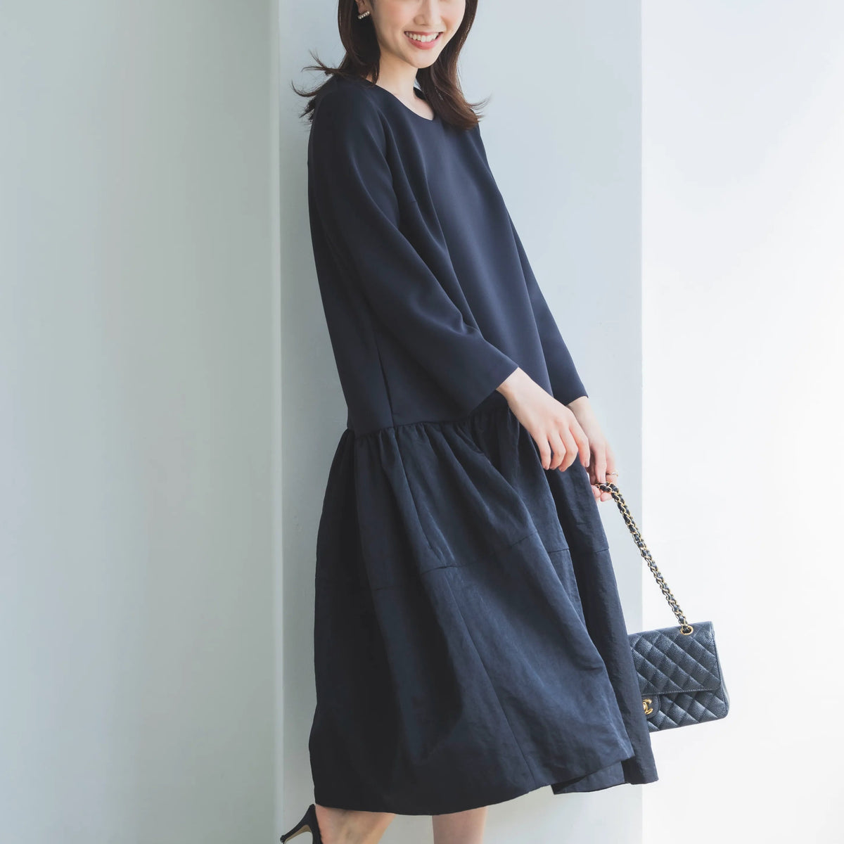ビブラックワンピース【お上品な授乳服のお店bitnabi】