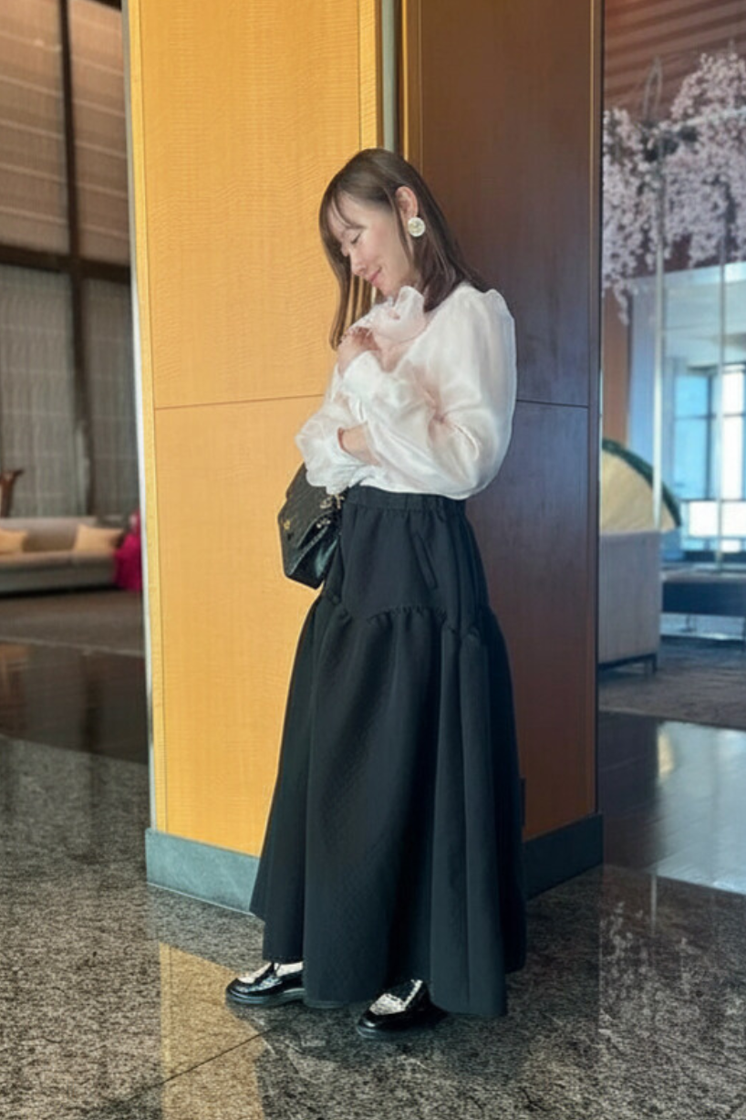 とろみ素材のお出かけブラウス（ピンク）