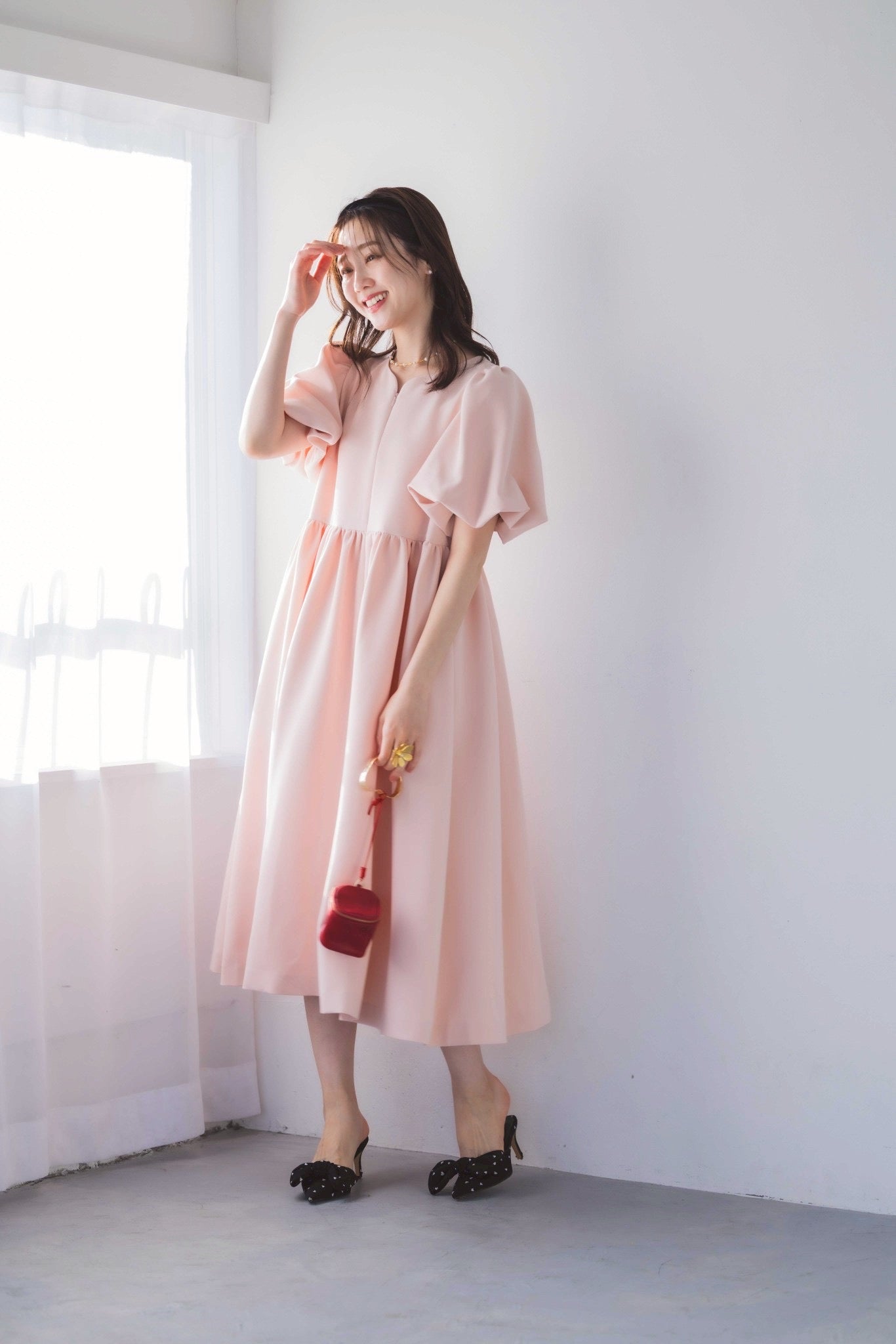 himeふわワンピース（ベビーピンク）【お上品な授乳服のお店bitnabi】