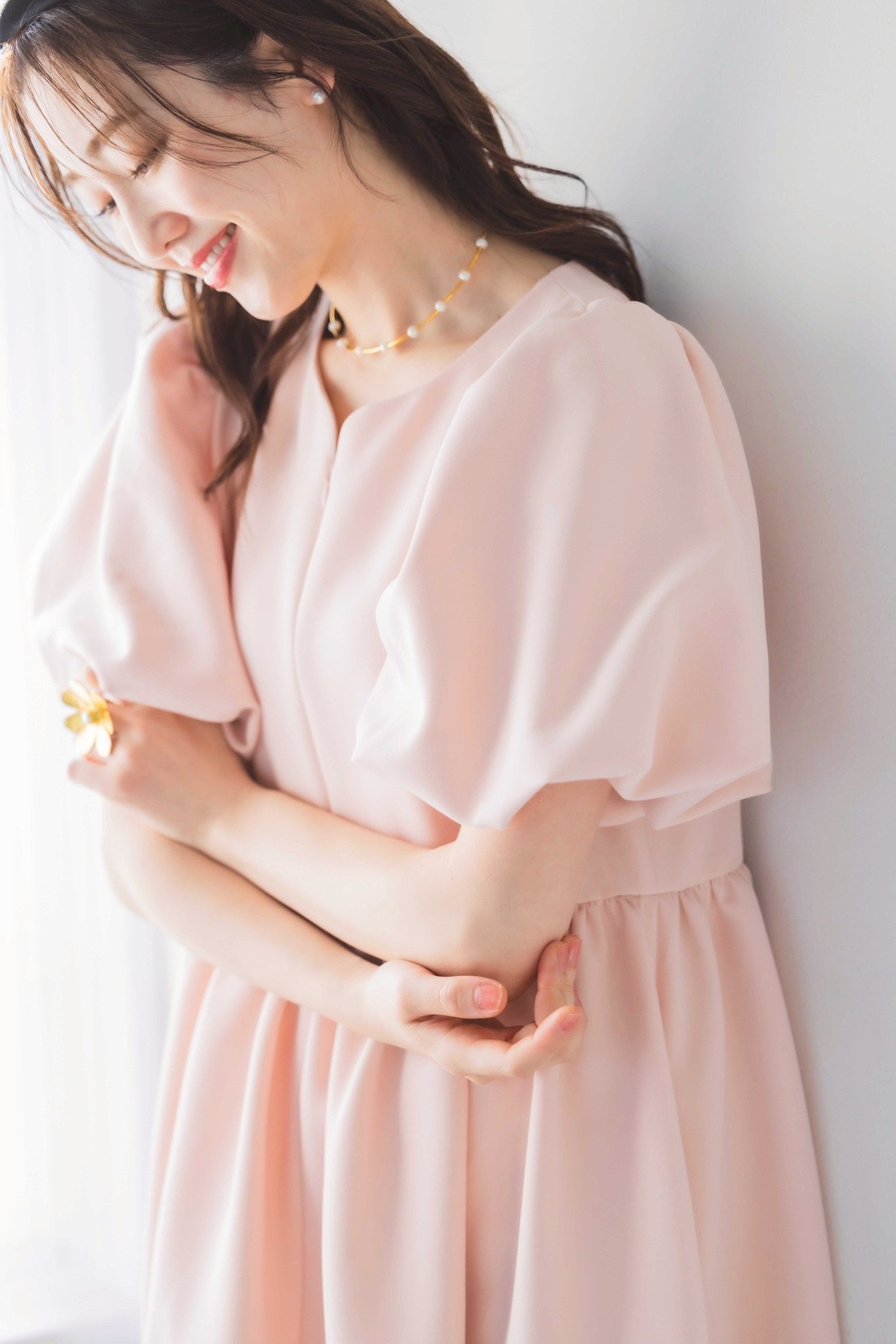 himeふわワンピース（ベビーピンク）【お上品な授乳服のお店bitnabi】