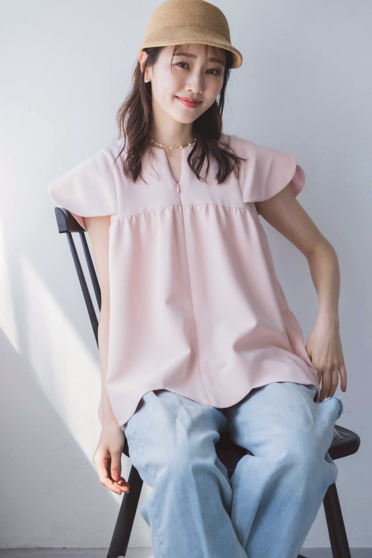 美人トップス ペタルスリーブ（マシュマロピンク）