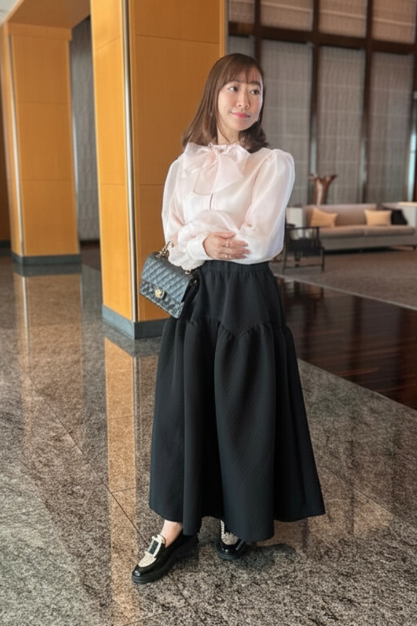 とろみ素材のお出かけブラウス（ピンク）