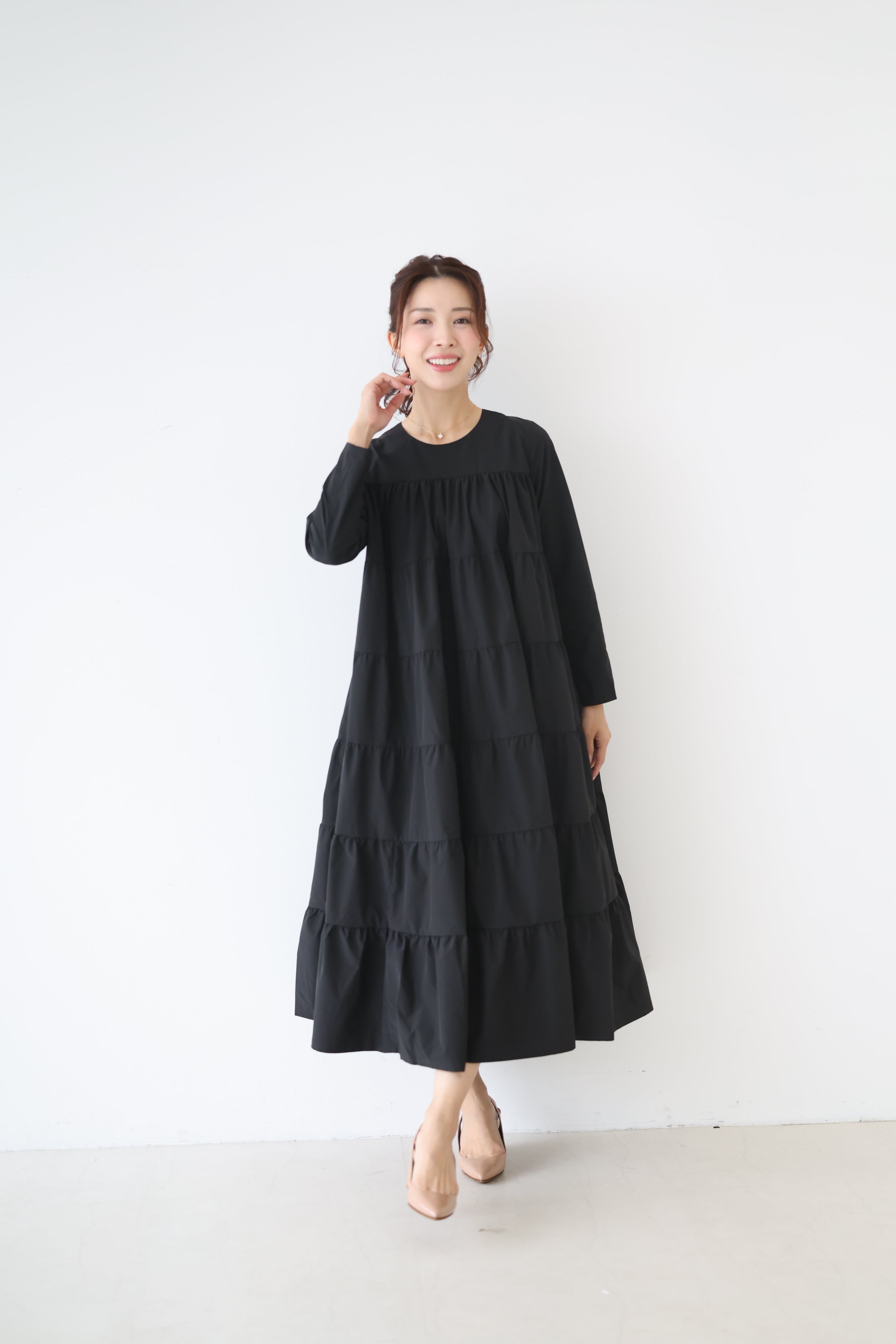ブロッサムワンピース（ブラック）【お上品な授乳服のお店bitnabi】