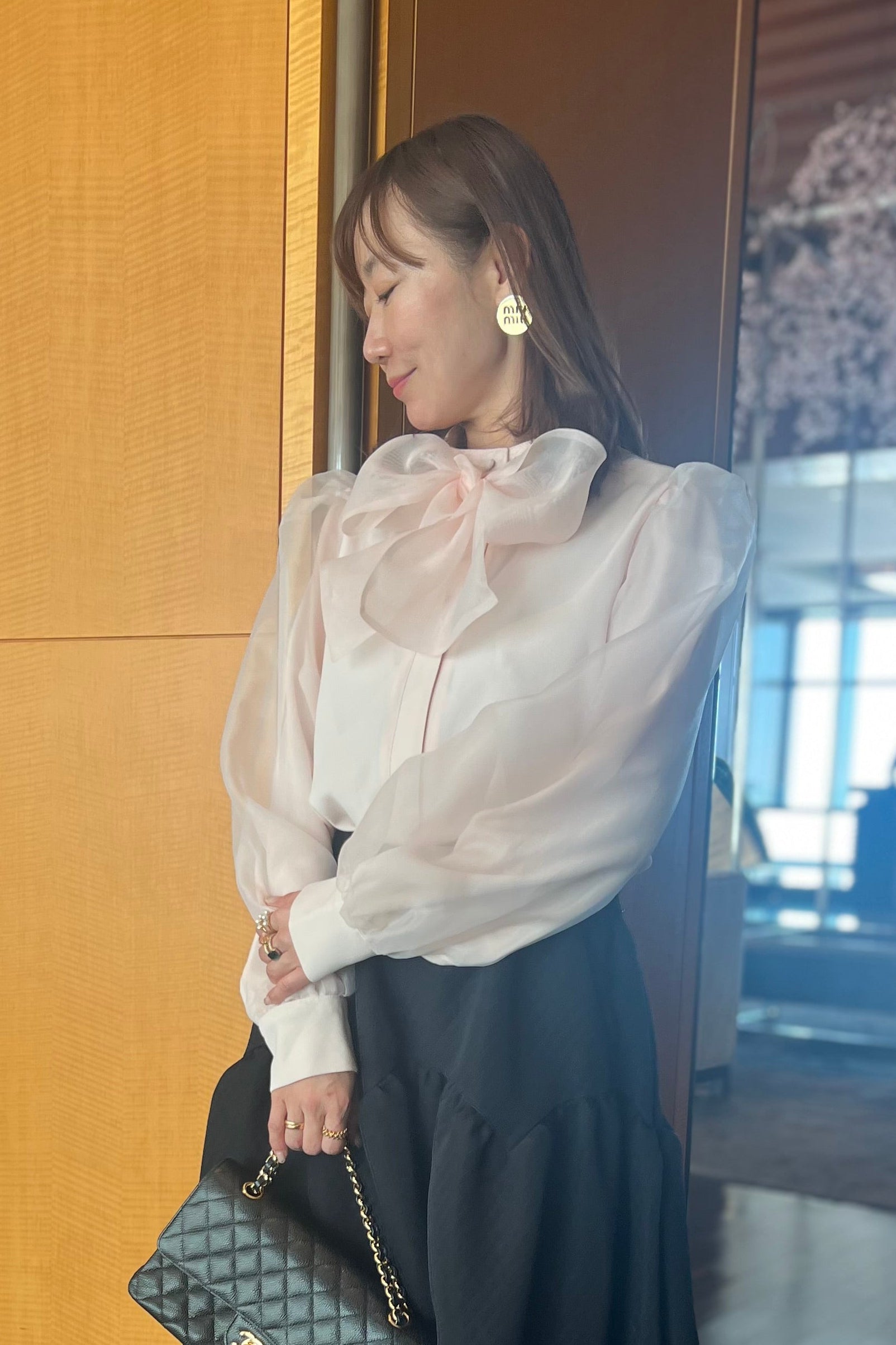 とろみ素材のお出かけブラウス（ピンク）