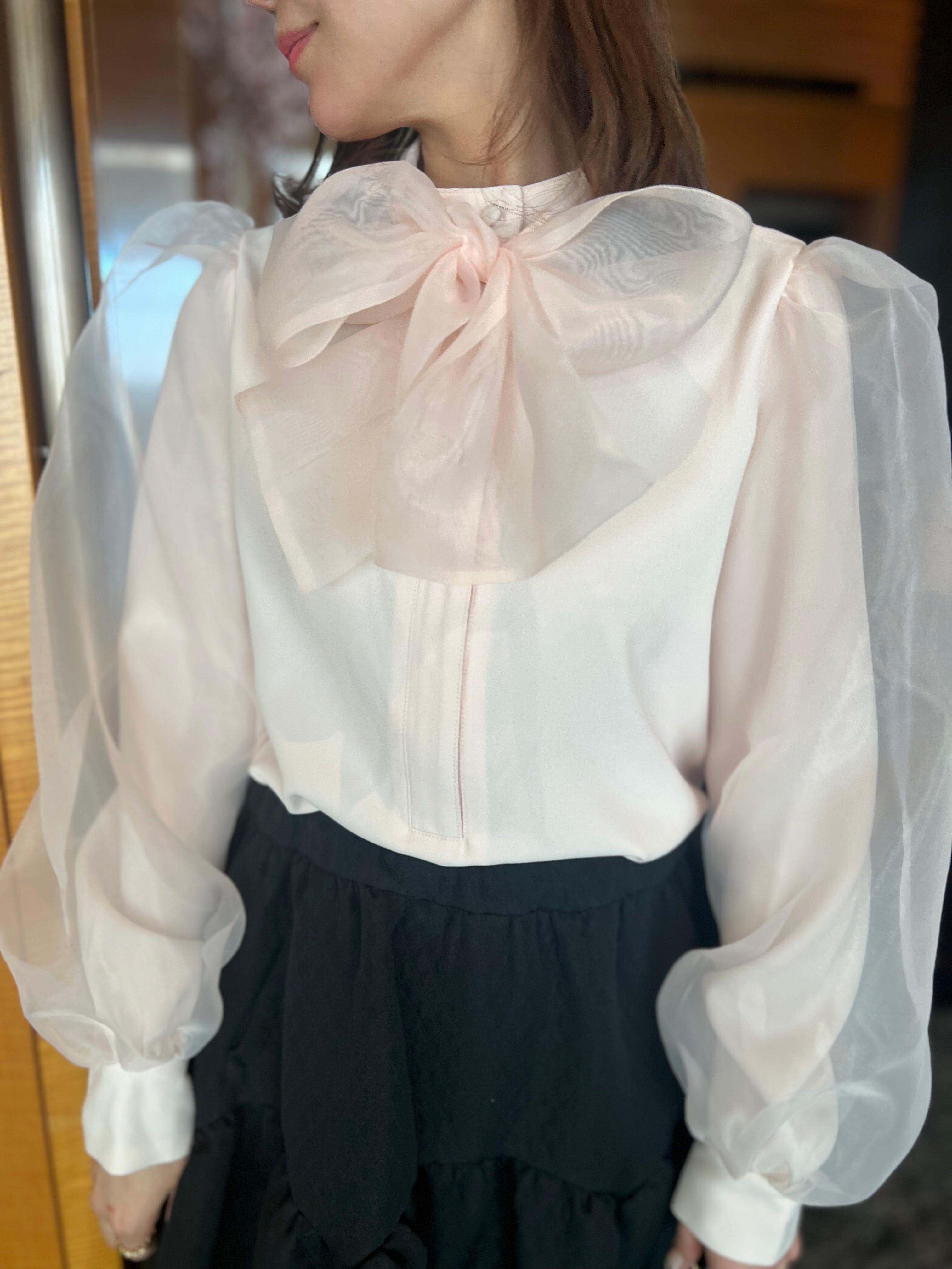 とろみ素材のお出かけブラウス（ピンク）