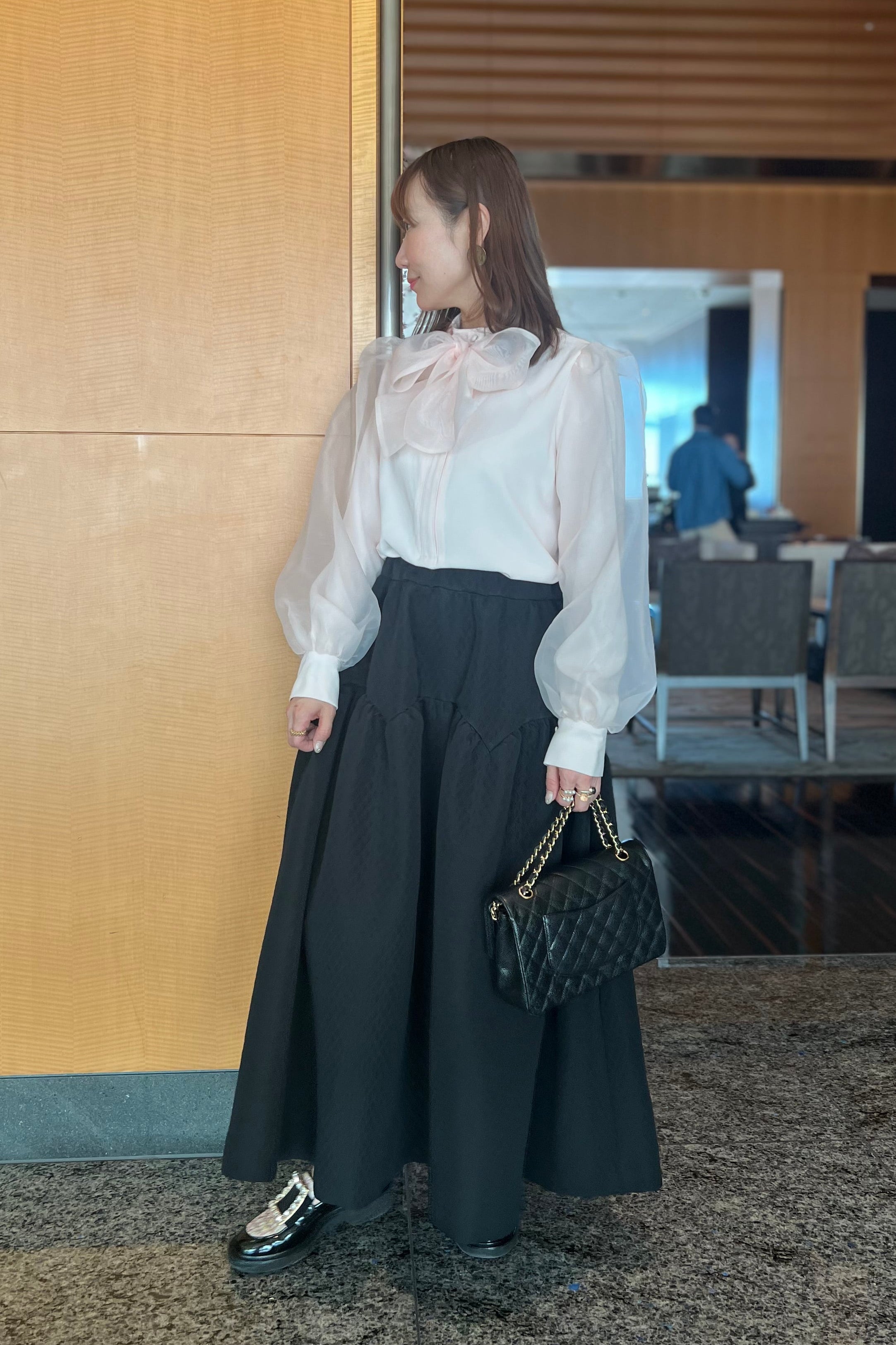 とろみ素材のお出かけブラウス（ピンク）