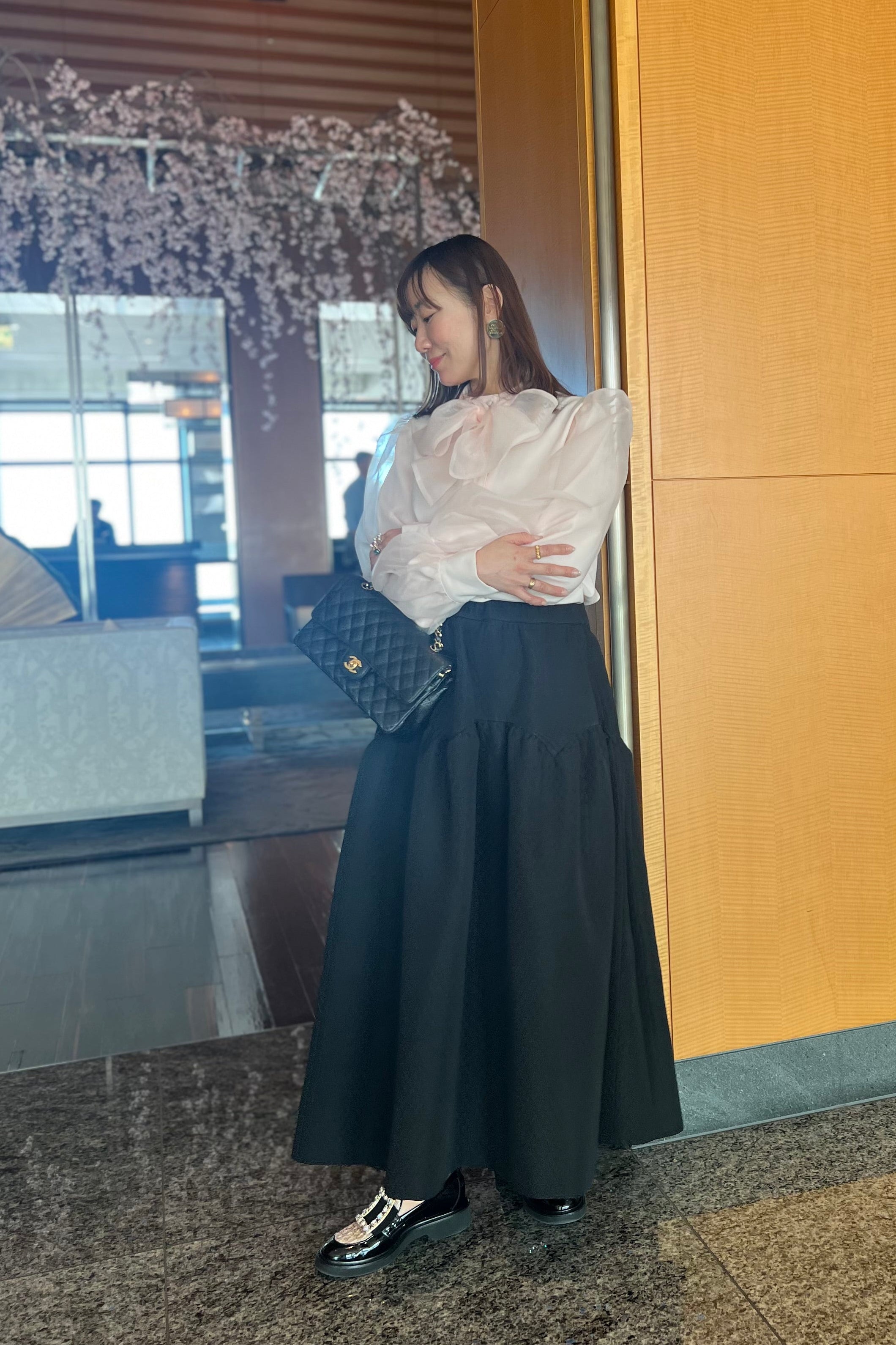 とろみ素材のお出かけブラウス（ピンク）