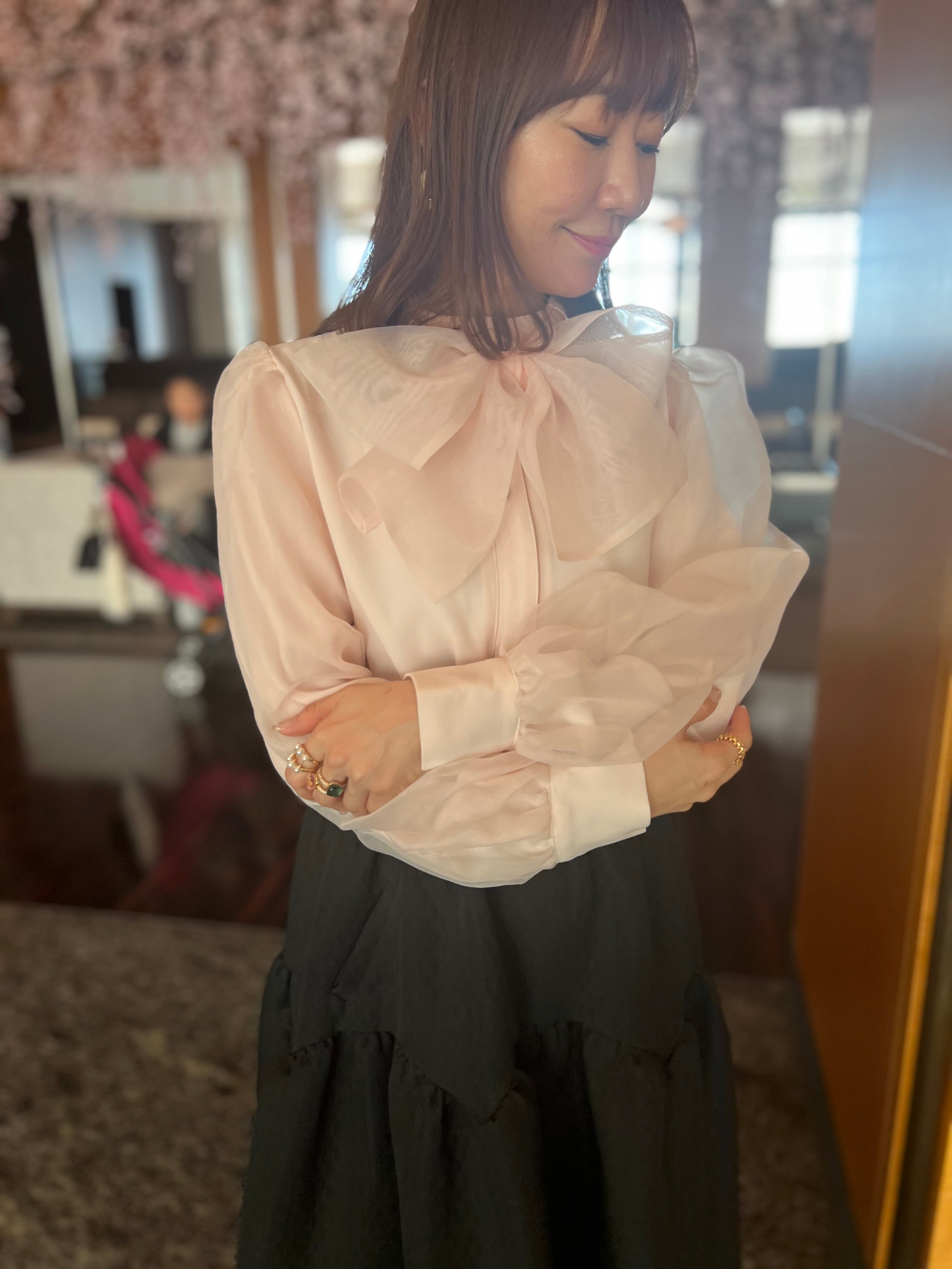 とろみ素材のお出かけブラウス（ピンク）