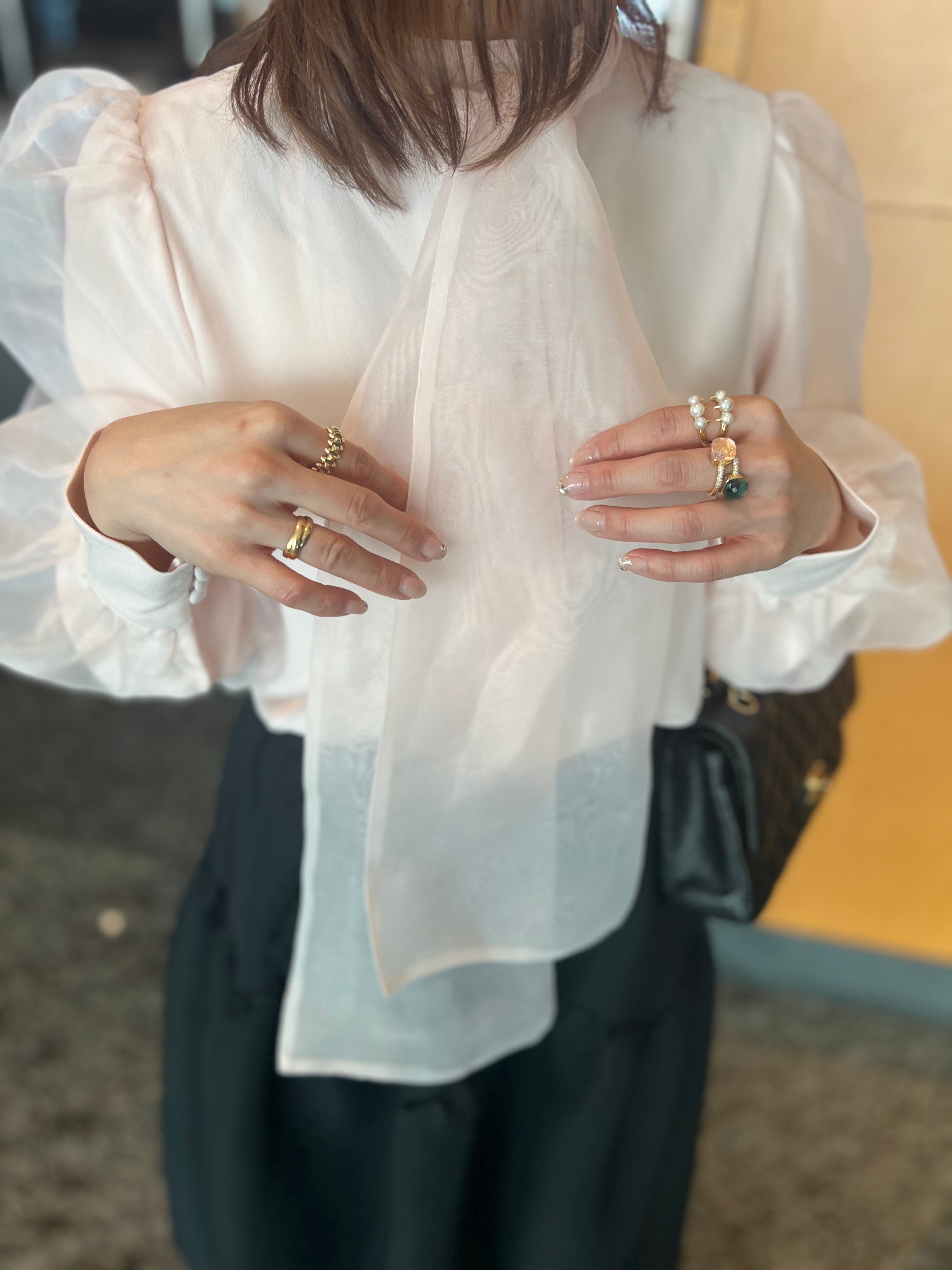 とろみ素材のお出かけブラウス（ピンク）