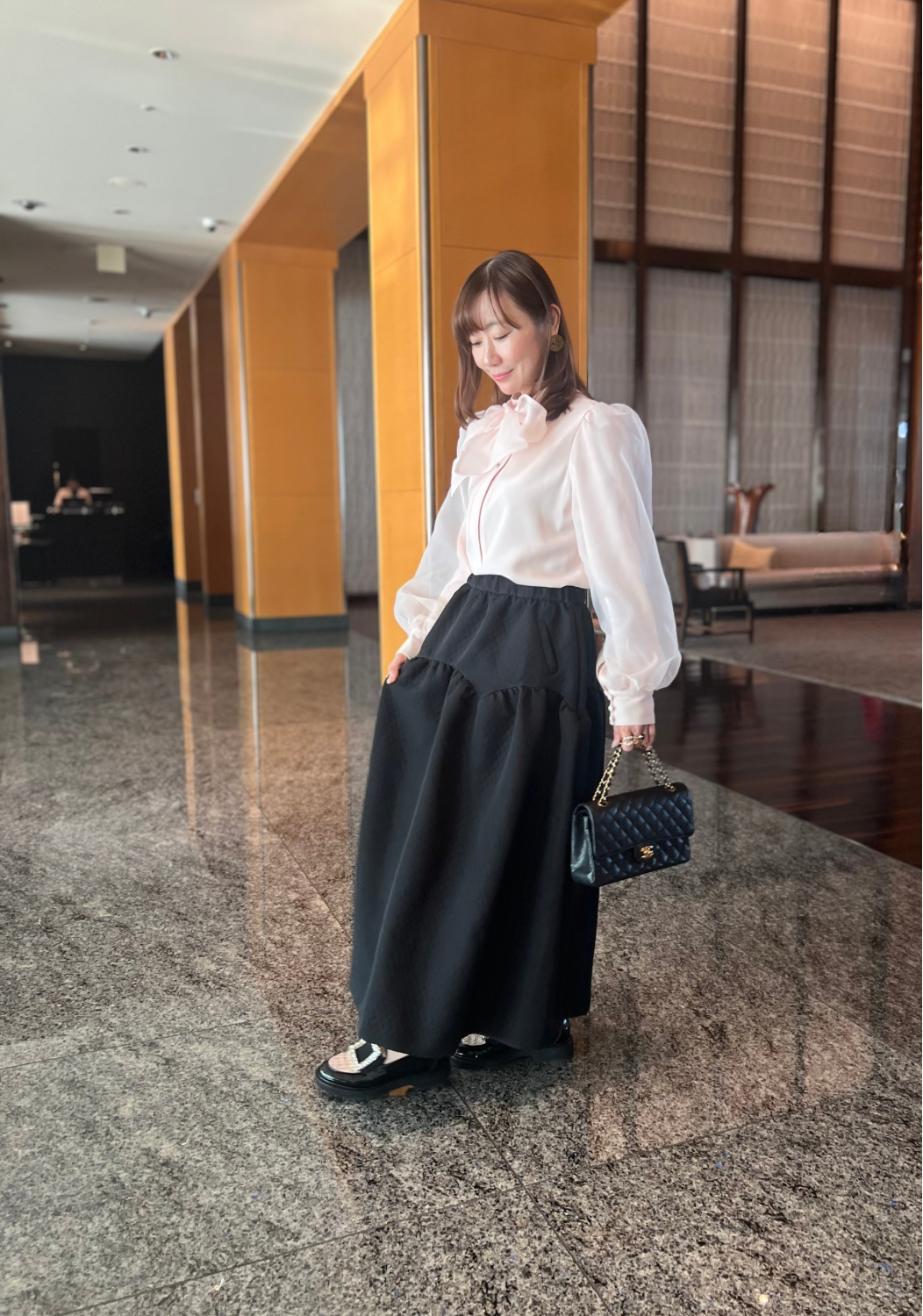 とろみ素材のお出かけブラウス（ピンク）