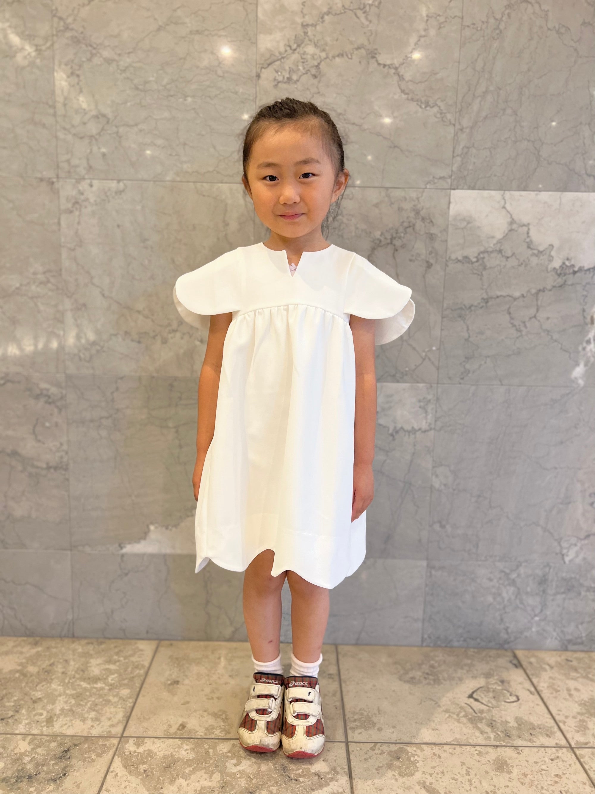 美人トップスペタルスリーブ for kids（ホワイト）【お上品な